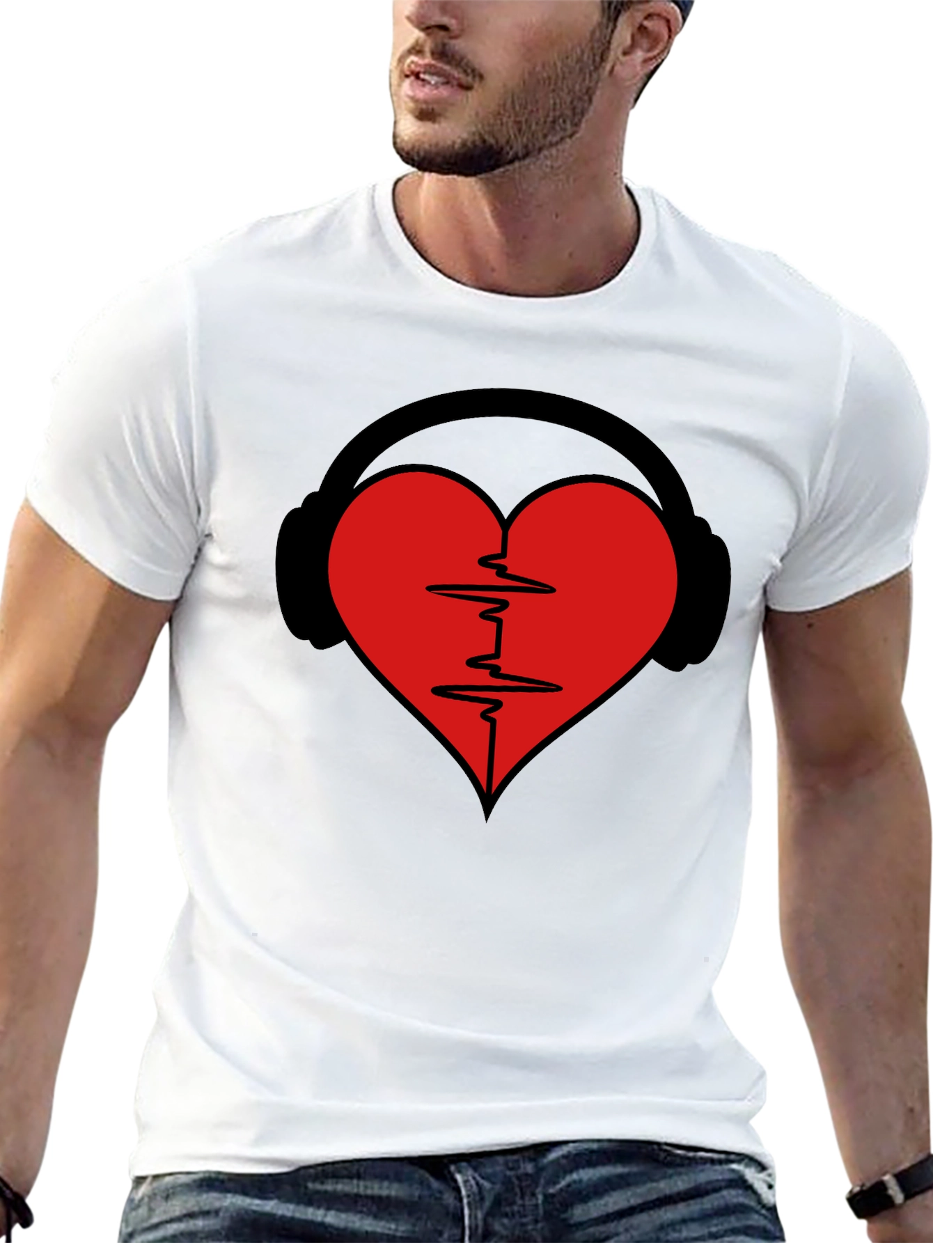 Heartbeat Headphones Graphic T-Shirt