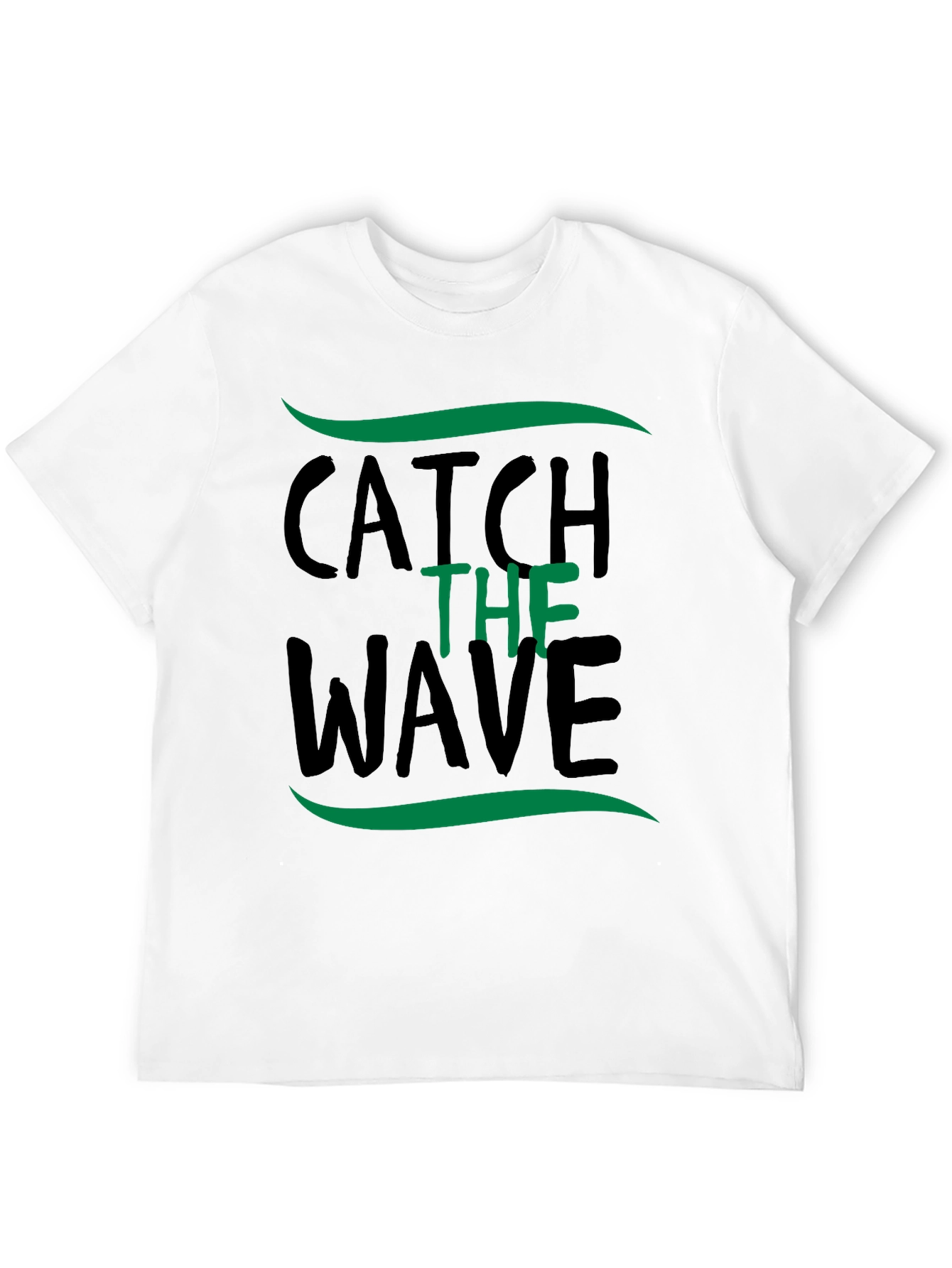 Catch the Wave Graphic Tee - Black Cotton T-Shirt