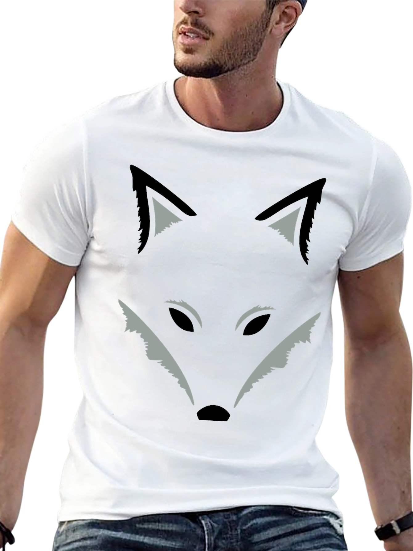 Fox Graphic Print T-Shirt - Black