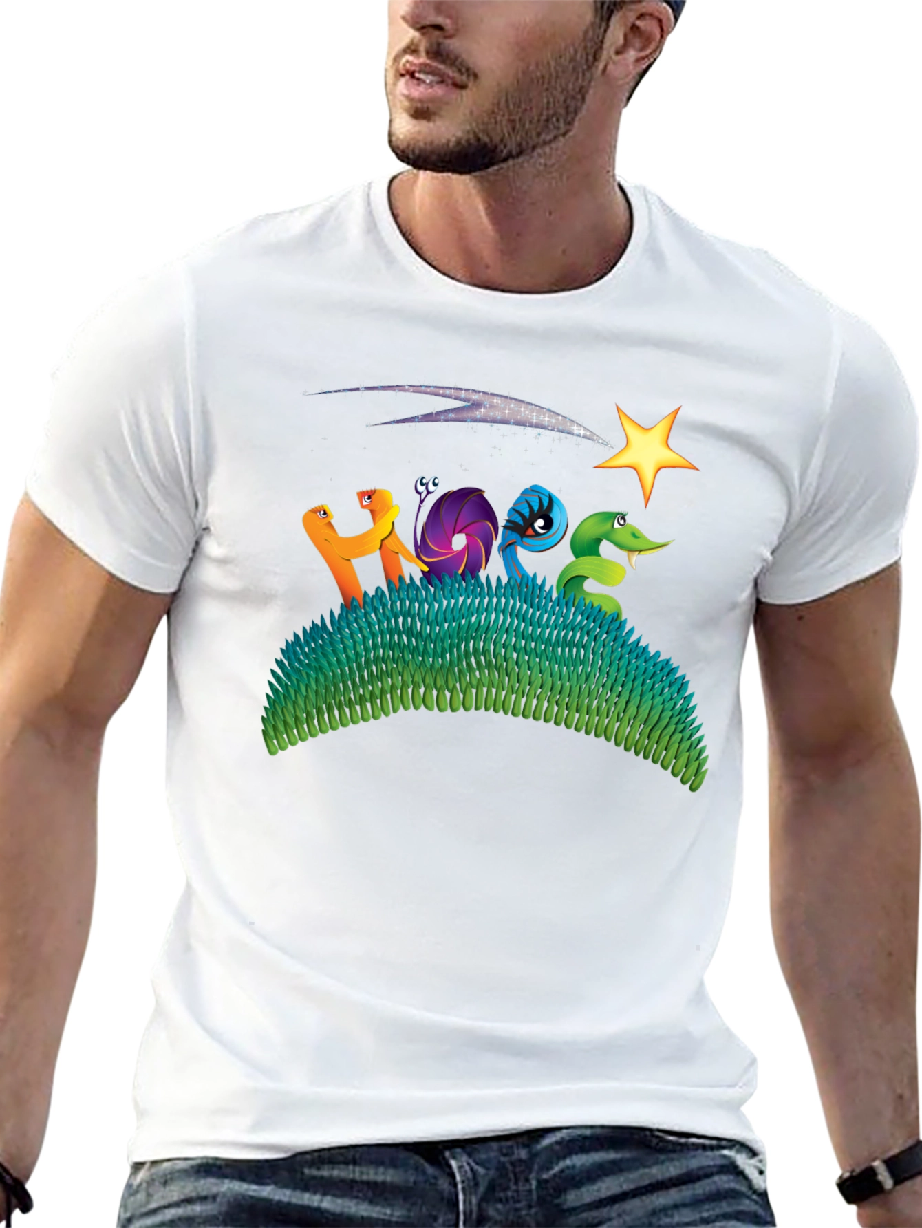 Starry Night Worms Black Graphic Tee