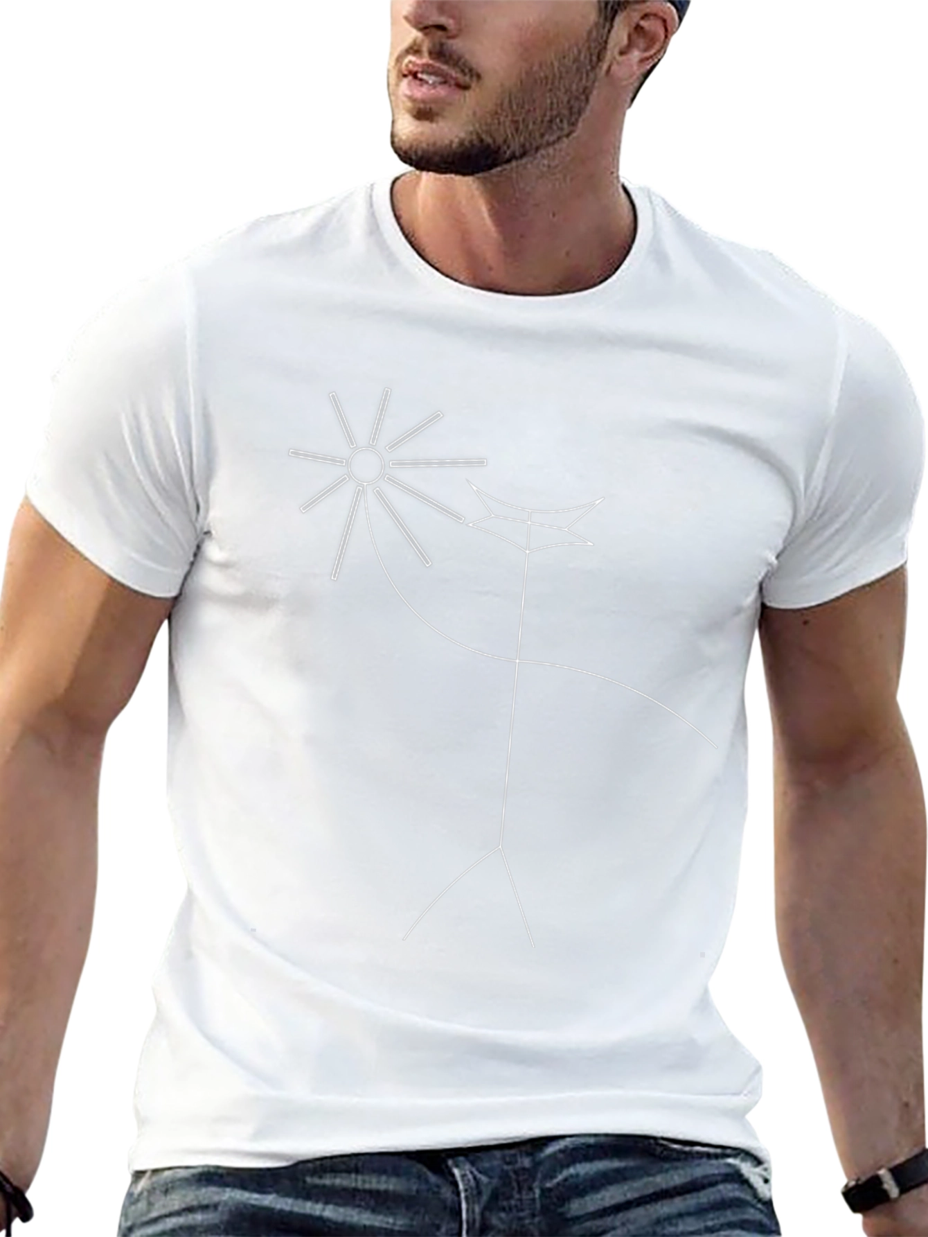 Abstract Graphic Tee - Black Cotton Casual Shirt