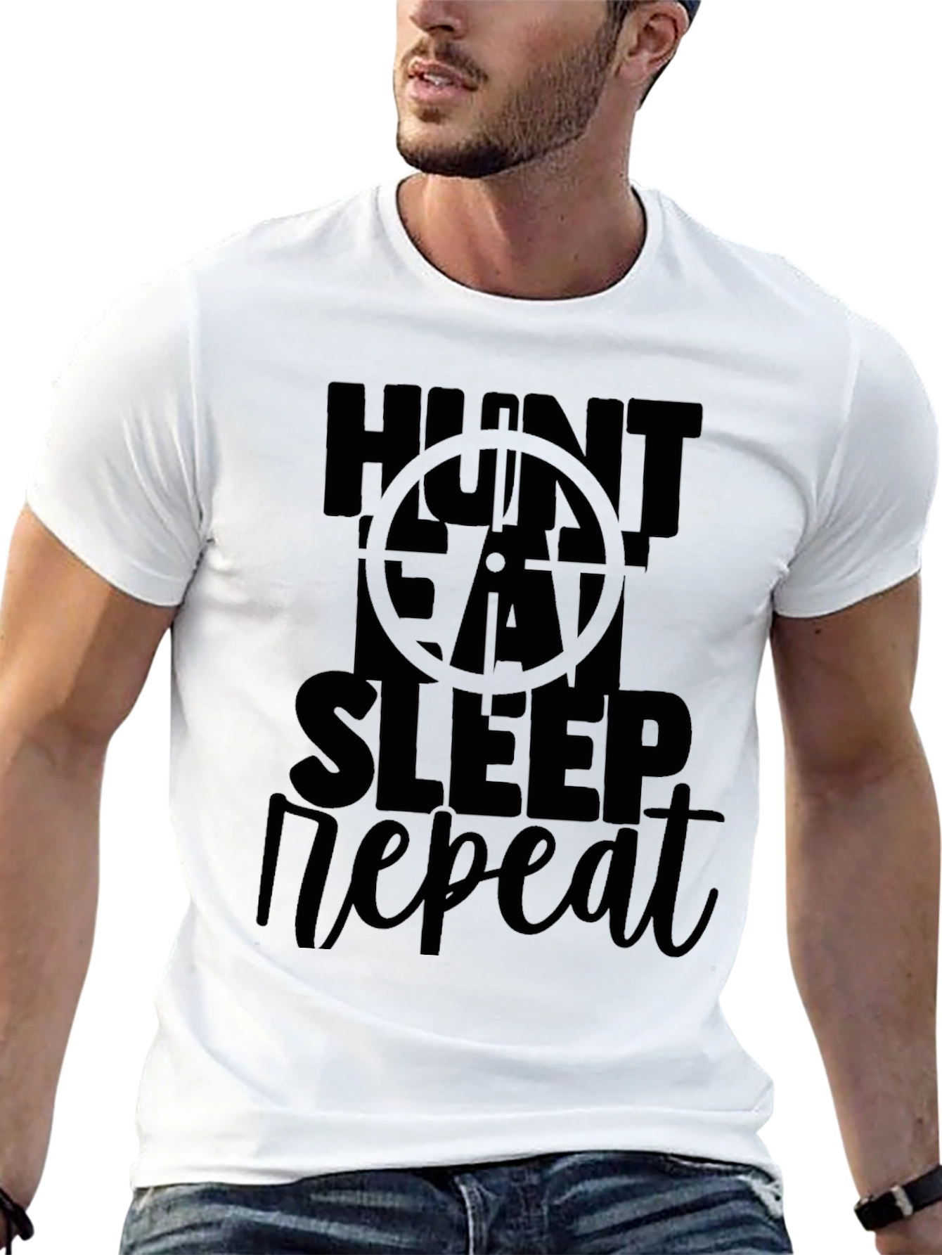 Hunt Eat Sleep Repeat Black Graphic Tee