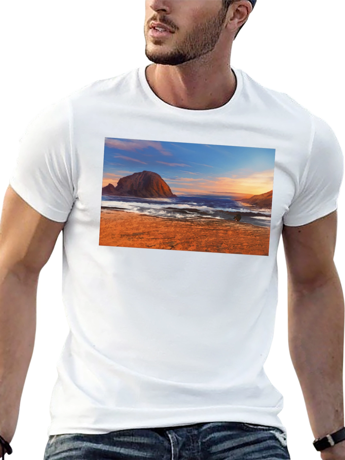 Beachscape Graphic Tee - Black Short Sleeve
