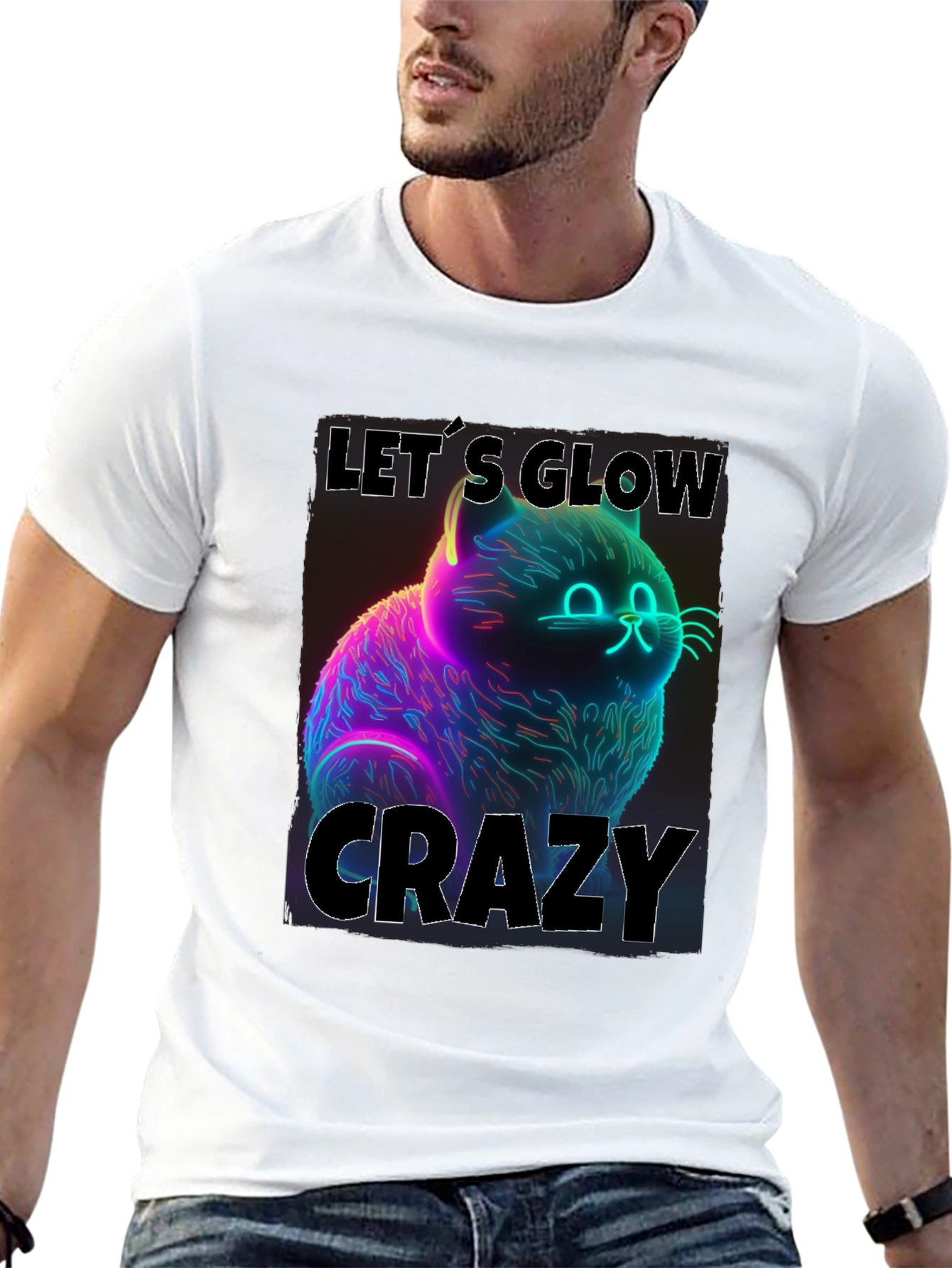 Glow Crazy Cat Graphic Tee