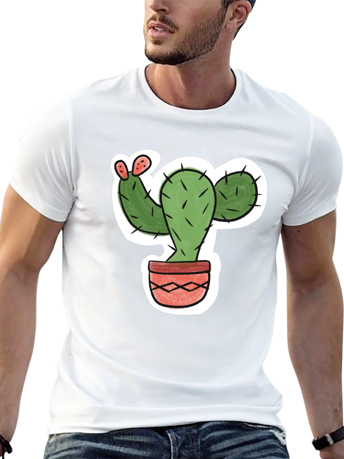 Cool Cactus Graphic Tee - Black Casual Shirt