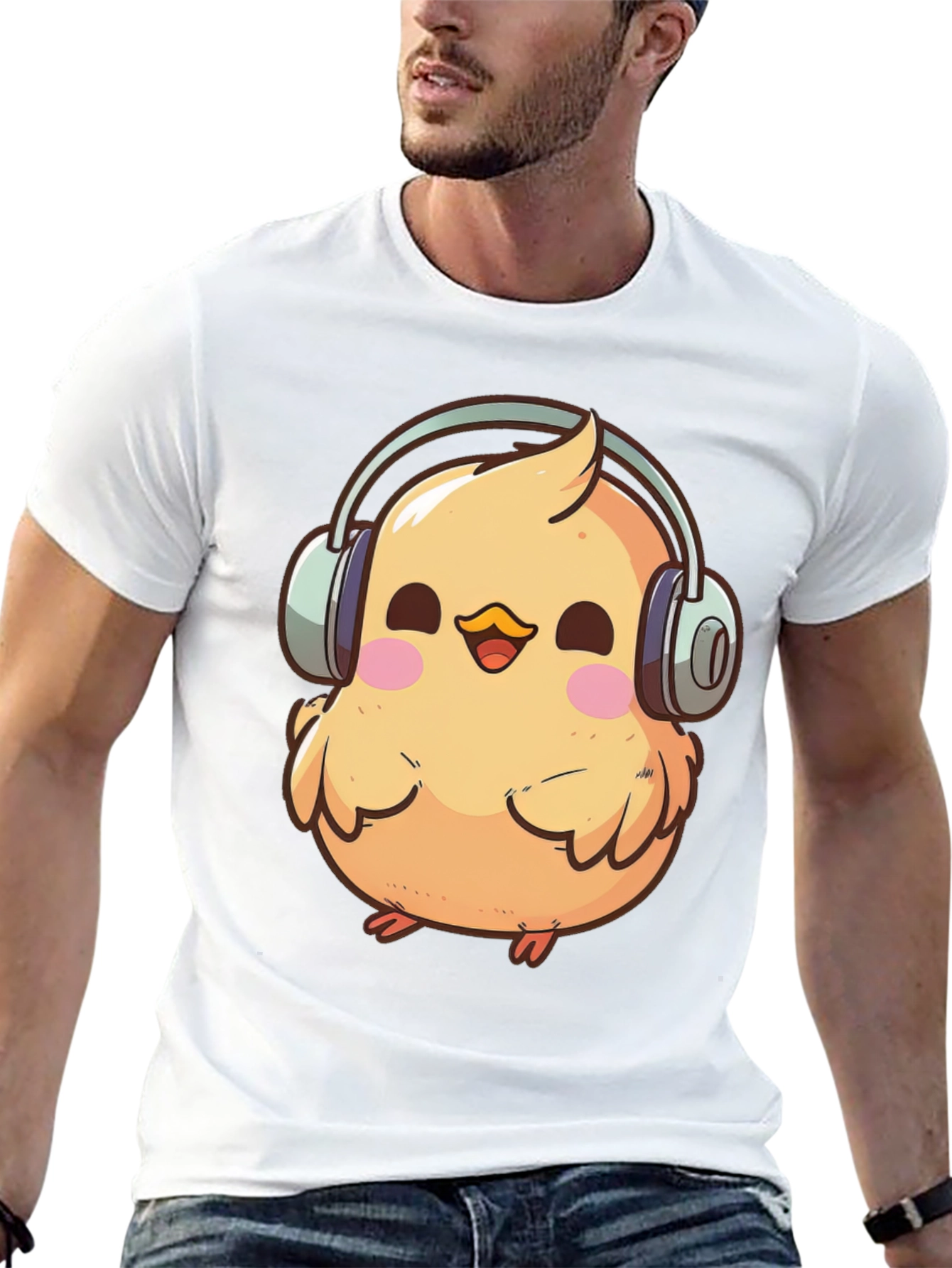 Chick with Headphones Graphic Tee - Black