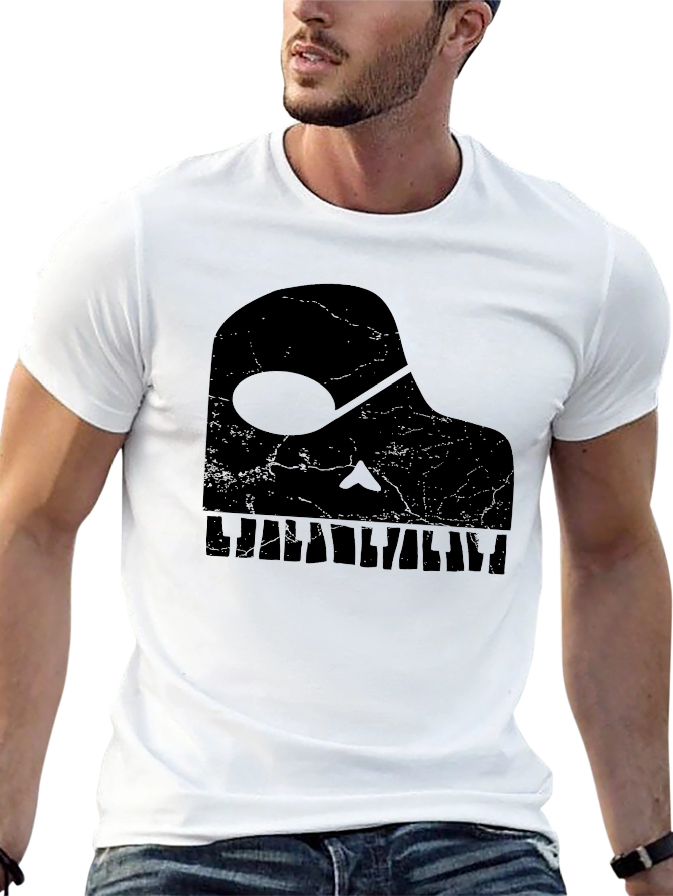 Piano Skull Graphic Tee - Music Lovers T-Shirt