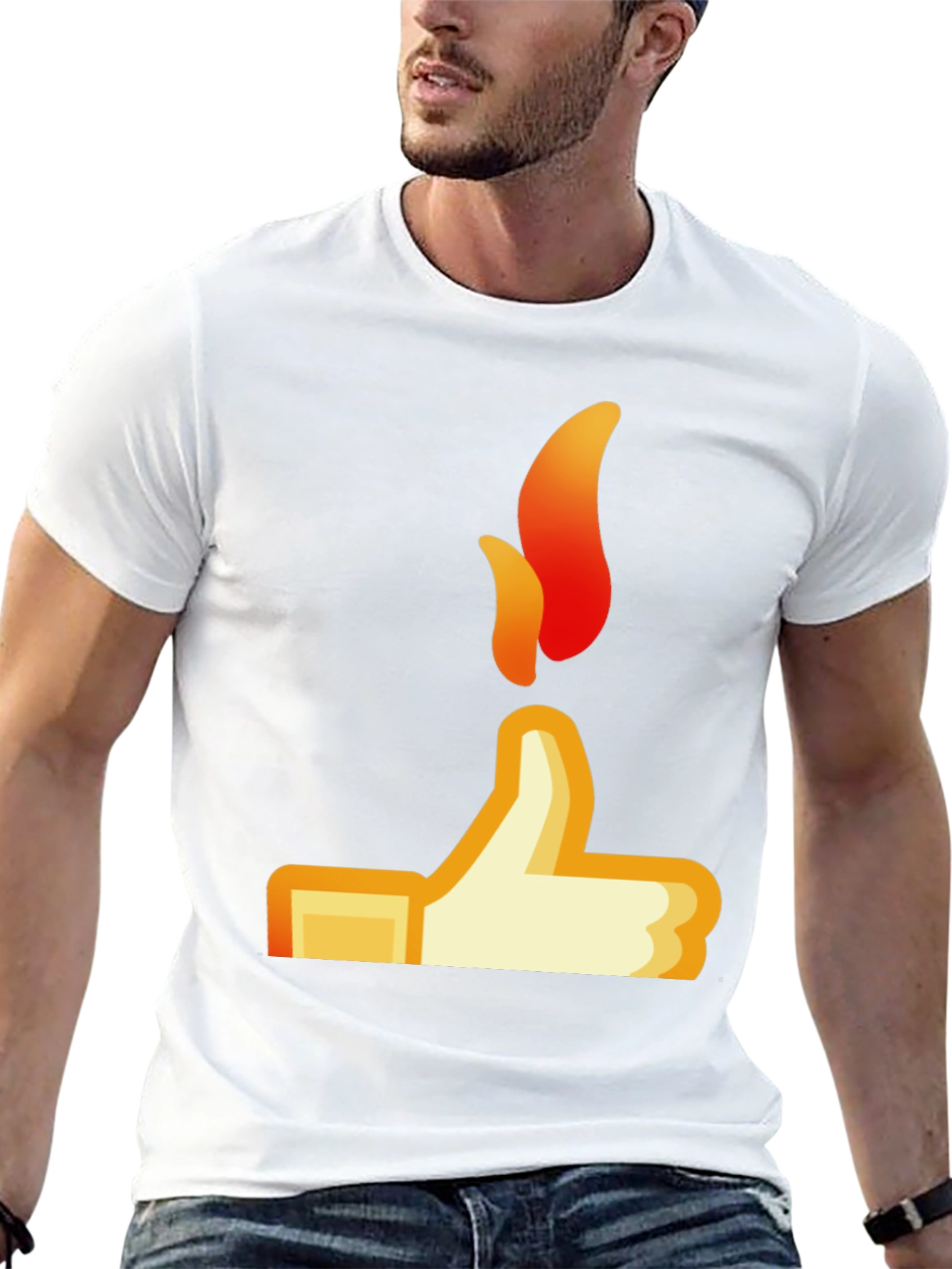 Thumbs Up Flame Graphic Tee - Black Casual Shirt