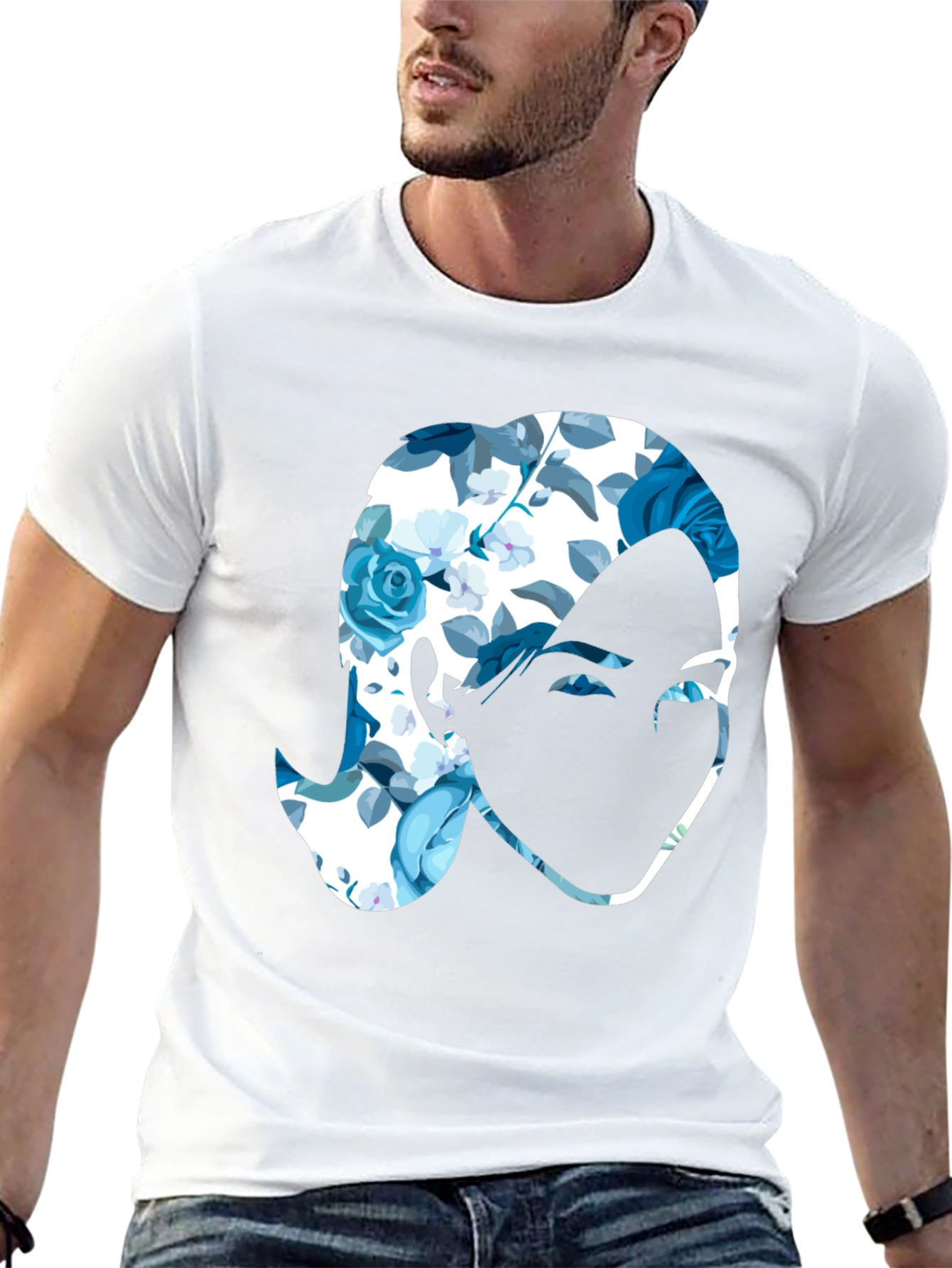 Floral Face Graphic Black T-Shirt