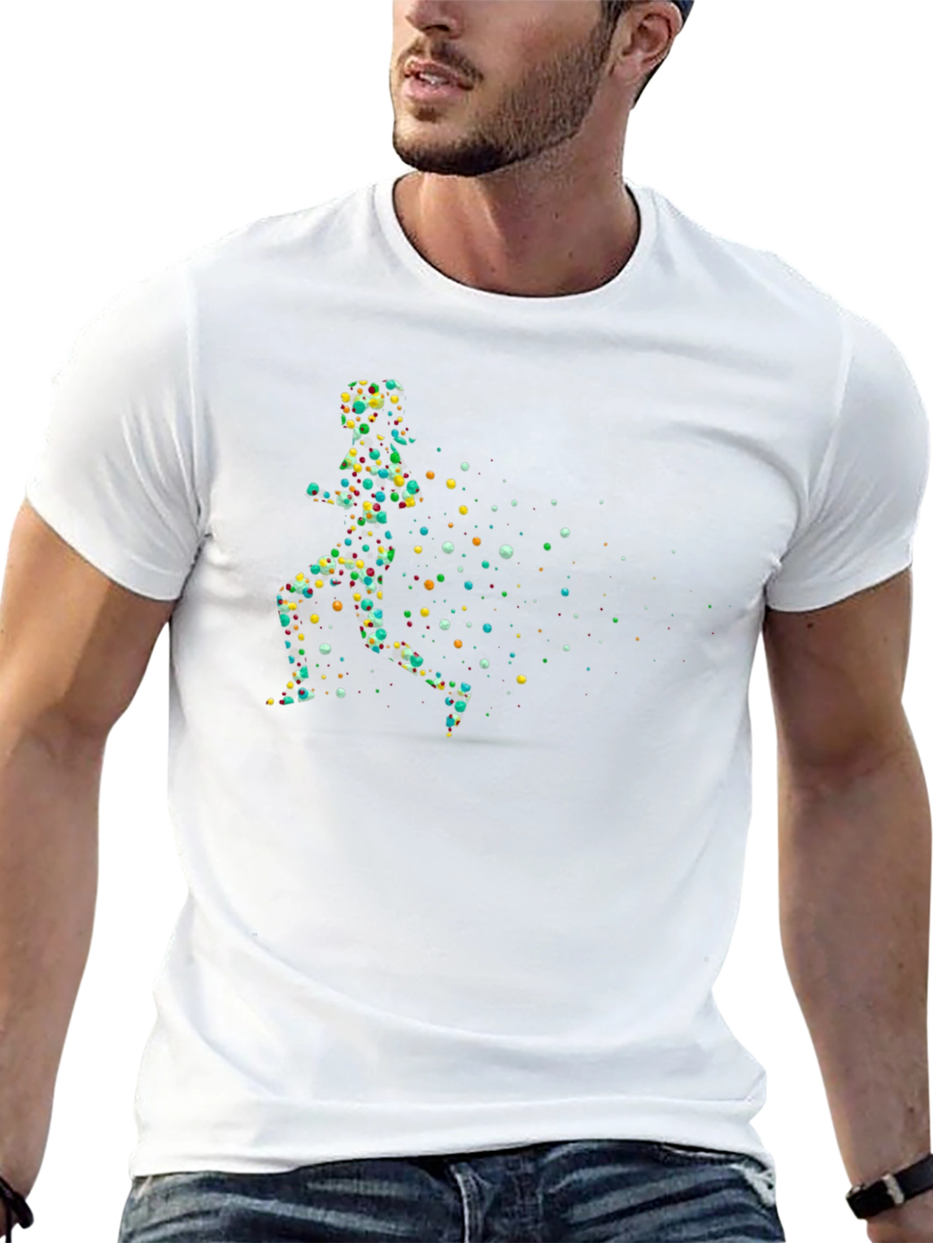 Abstract Runner Graphic Black T-Shirt