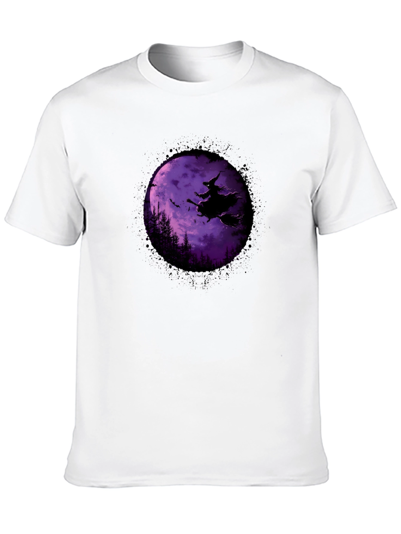 Witch Halloween Moon Black T-Shirt