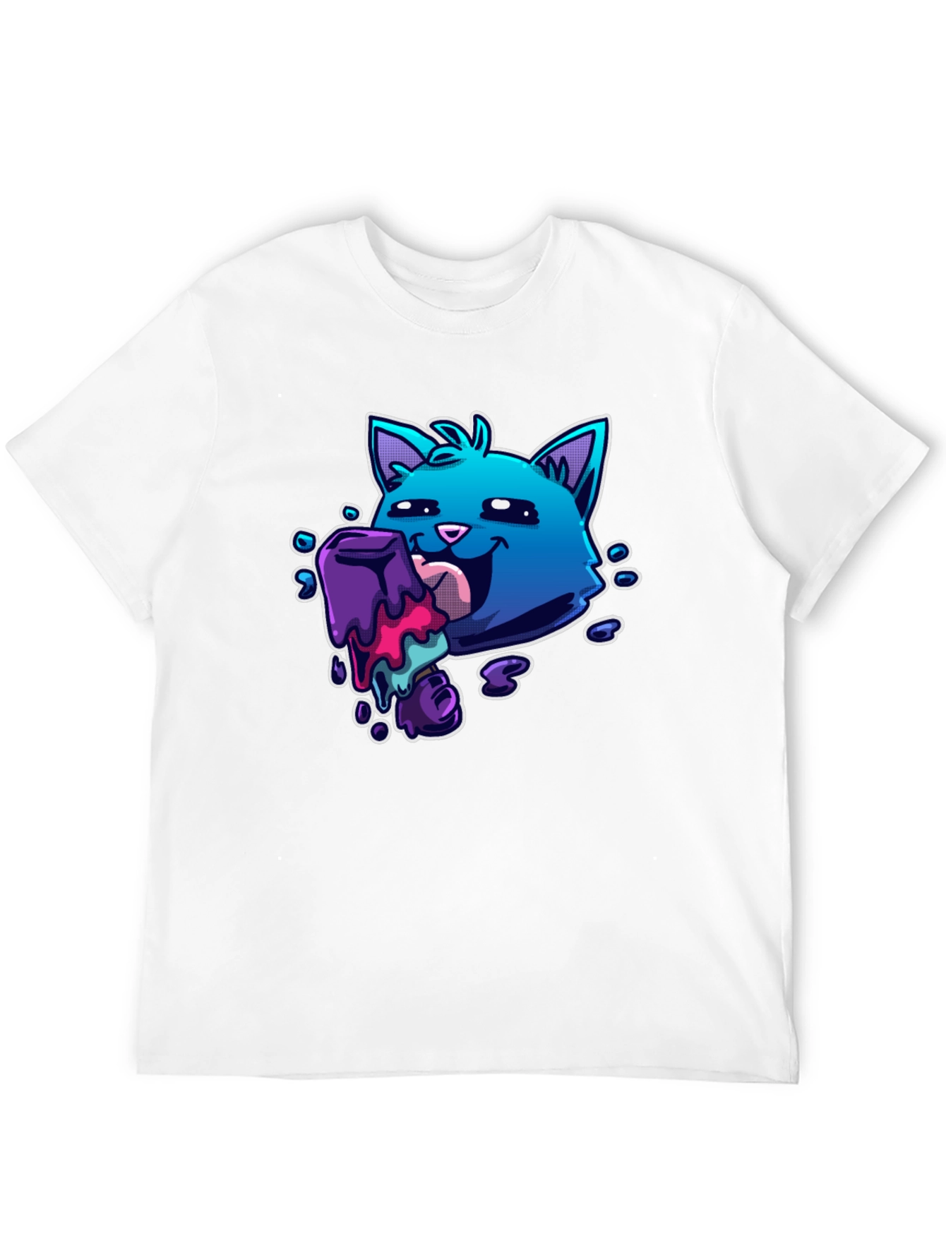 Cool Cat Licking Popsicle Graphic Tee