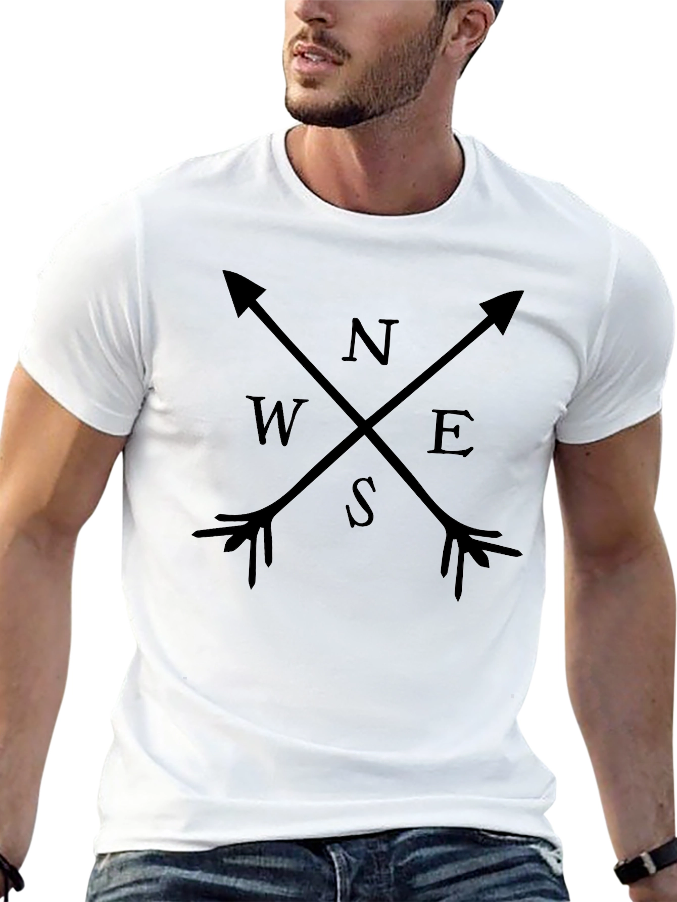 Mens Compass Arrows Graphic T-Shirt