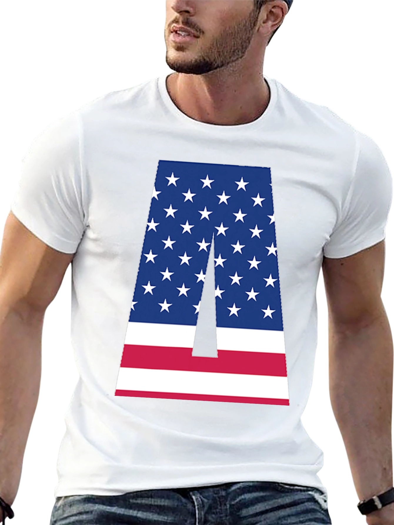 American Flag Letter A Graphic T-Shirt