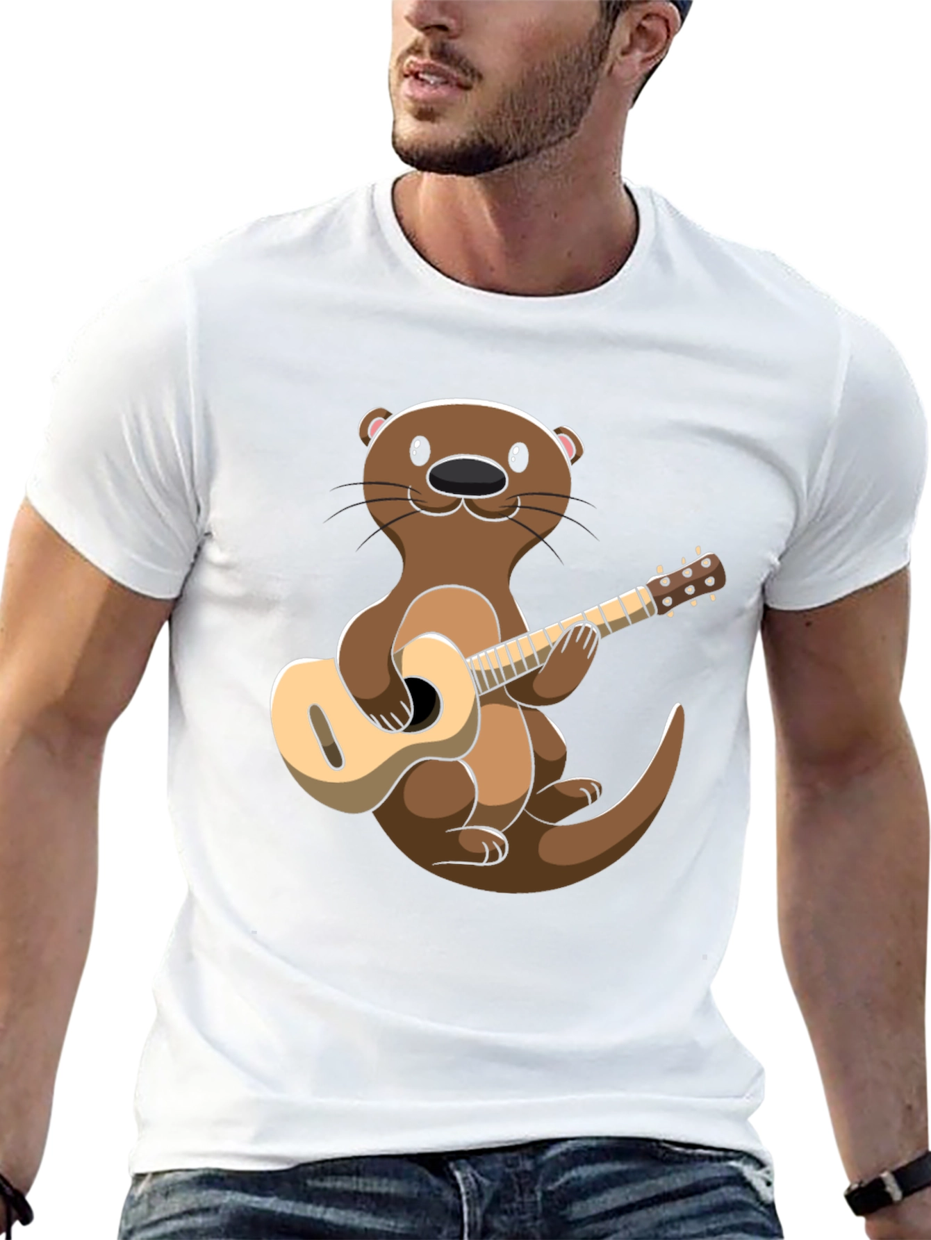 Otter Playing Guitar Graphic T-Shirt