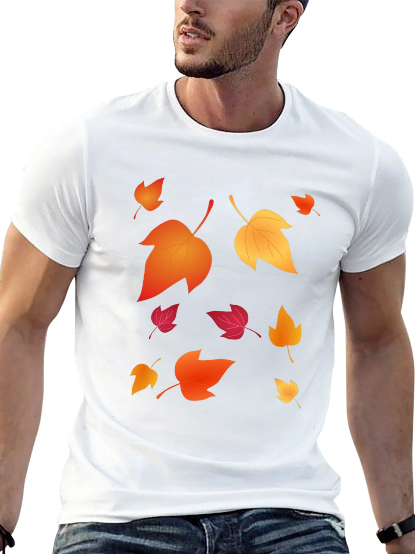 Autumn Leaves Graphic Black T-Shirt