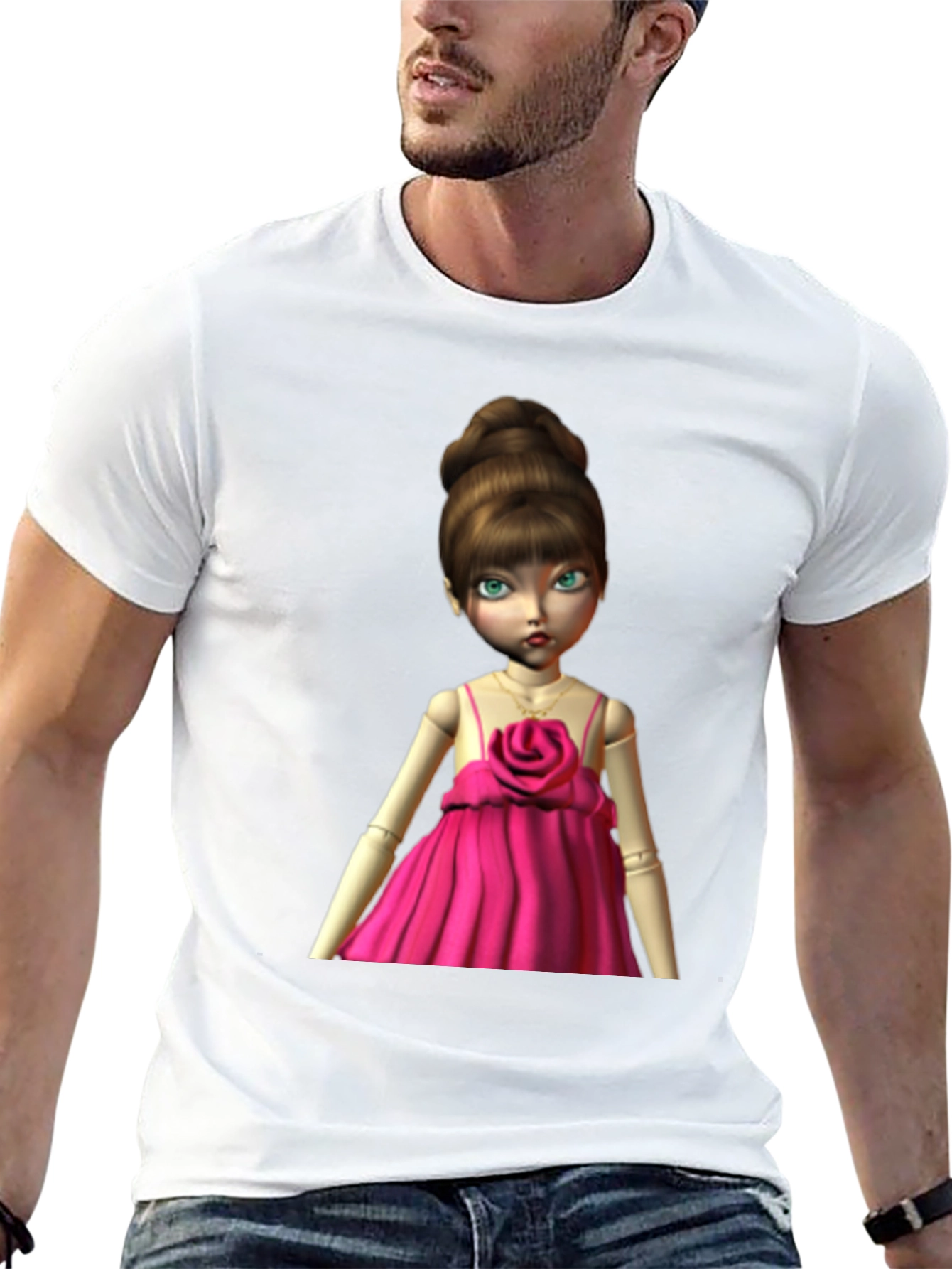 Doll in Pink Dress Graphic T-Shirt