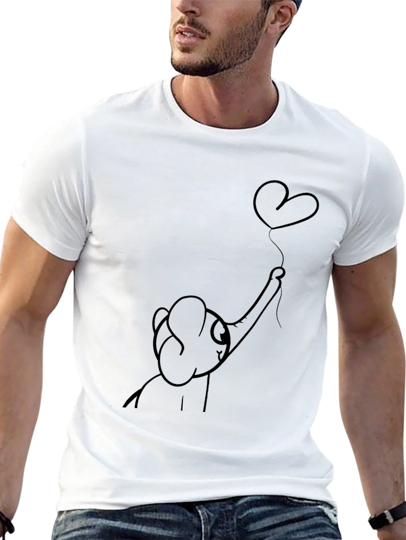 Mens Graphic Tee - Elephant Love Heart Balloon