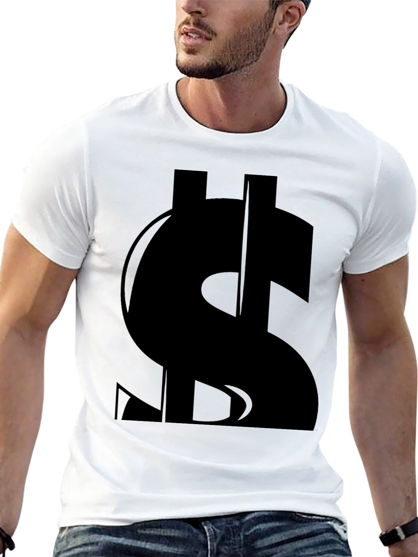 Black Dollar Sign Graphic T-Shirt