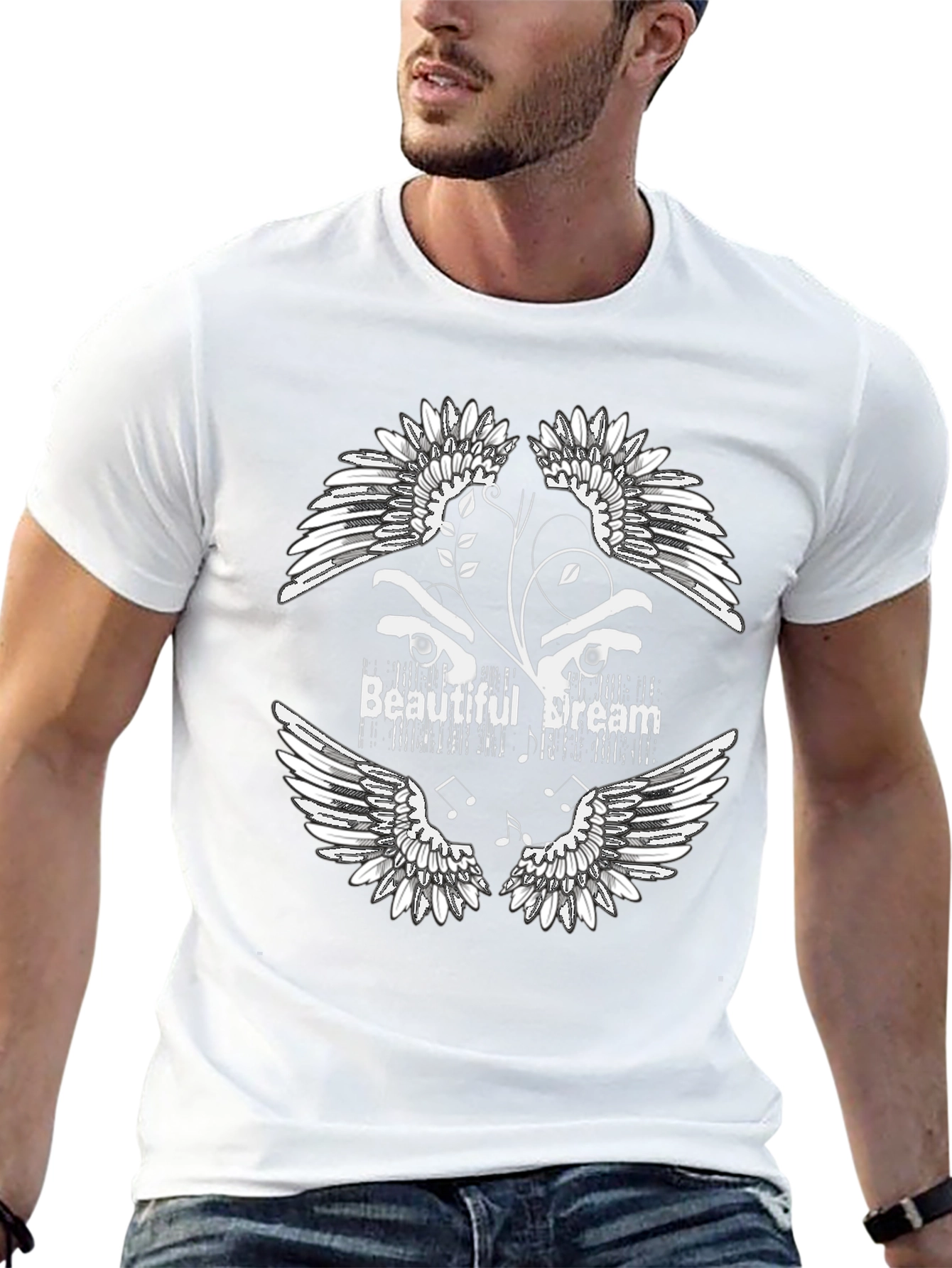 Beautiful Dream Graphic Print Black T-Shirt