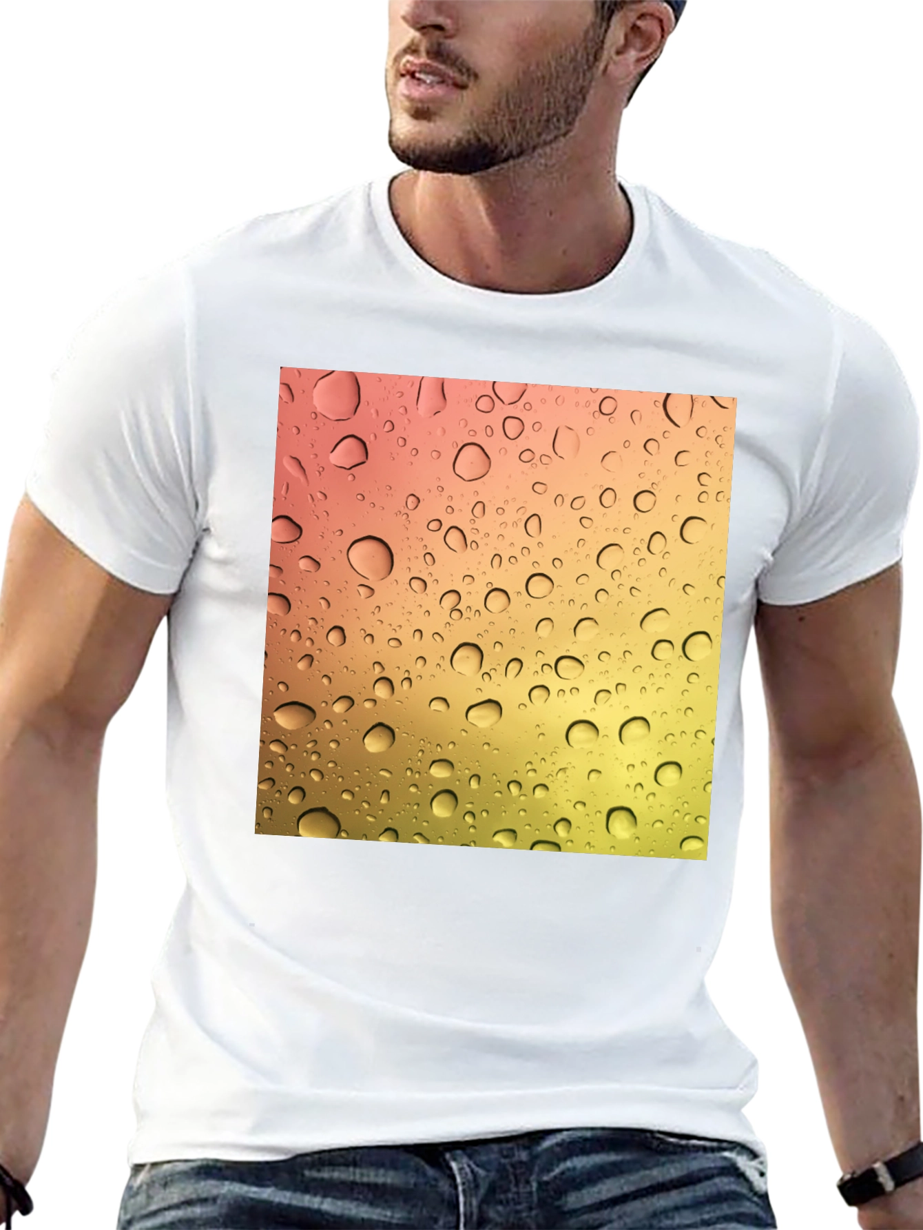 Raindrop Graphic Black Cotton T-Shirt