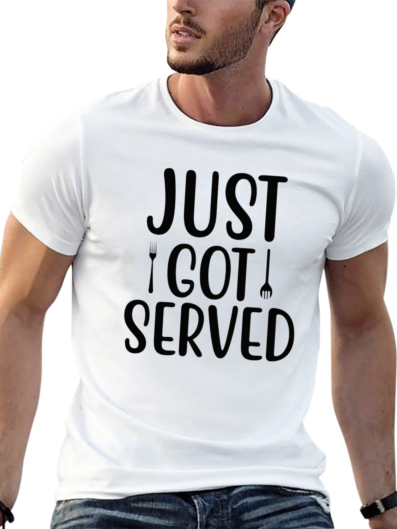 Just Got Served Graphic Tee - Black Cotton T-Shirt