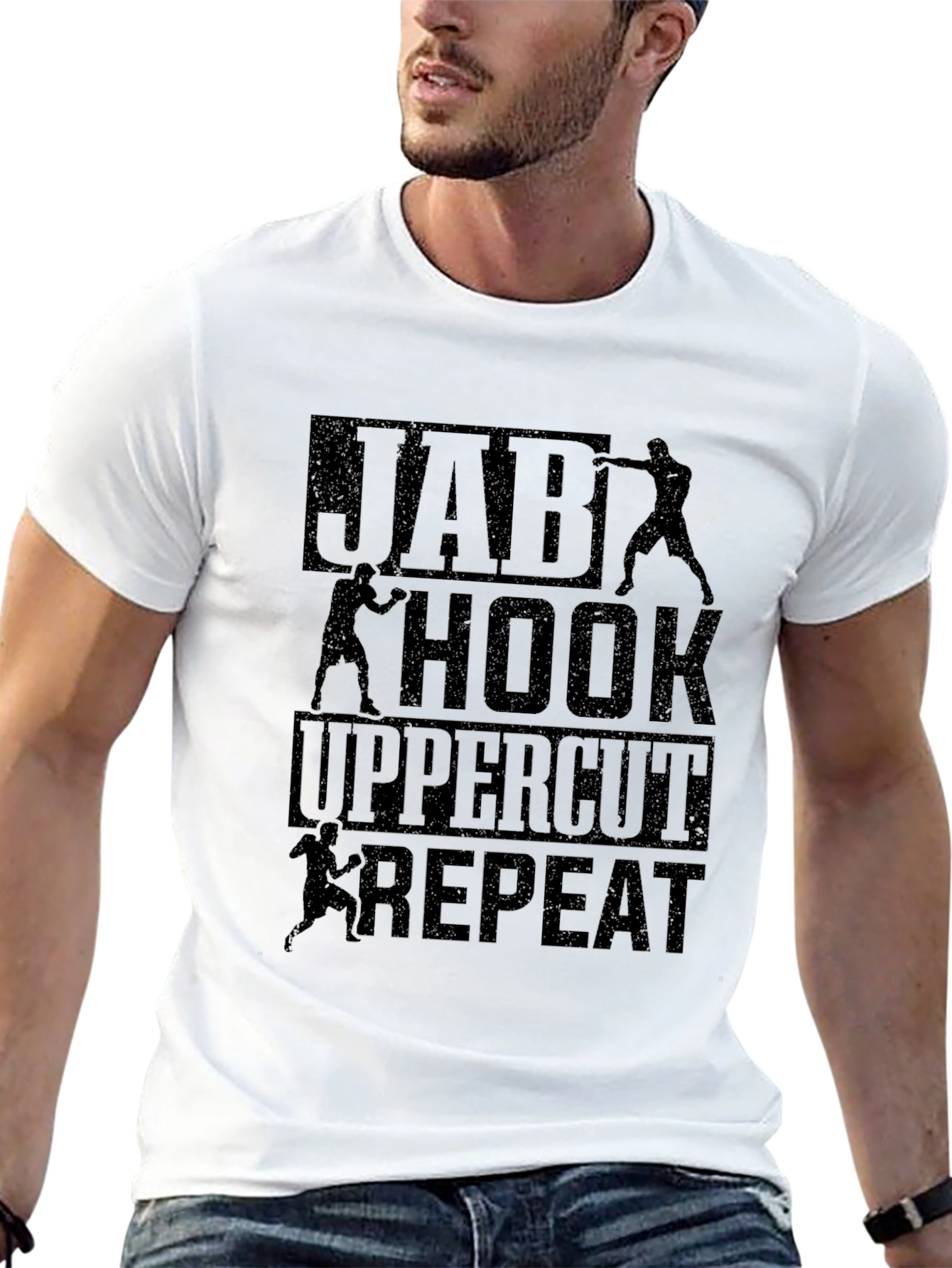 Jab Hook Uppercut Repeat Black T-Shirt