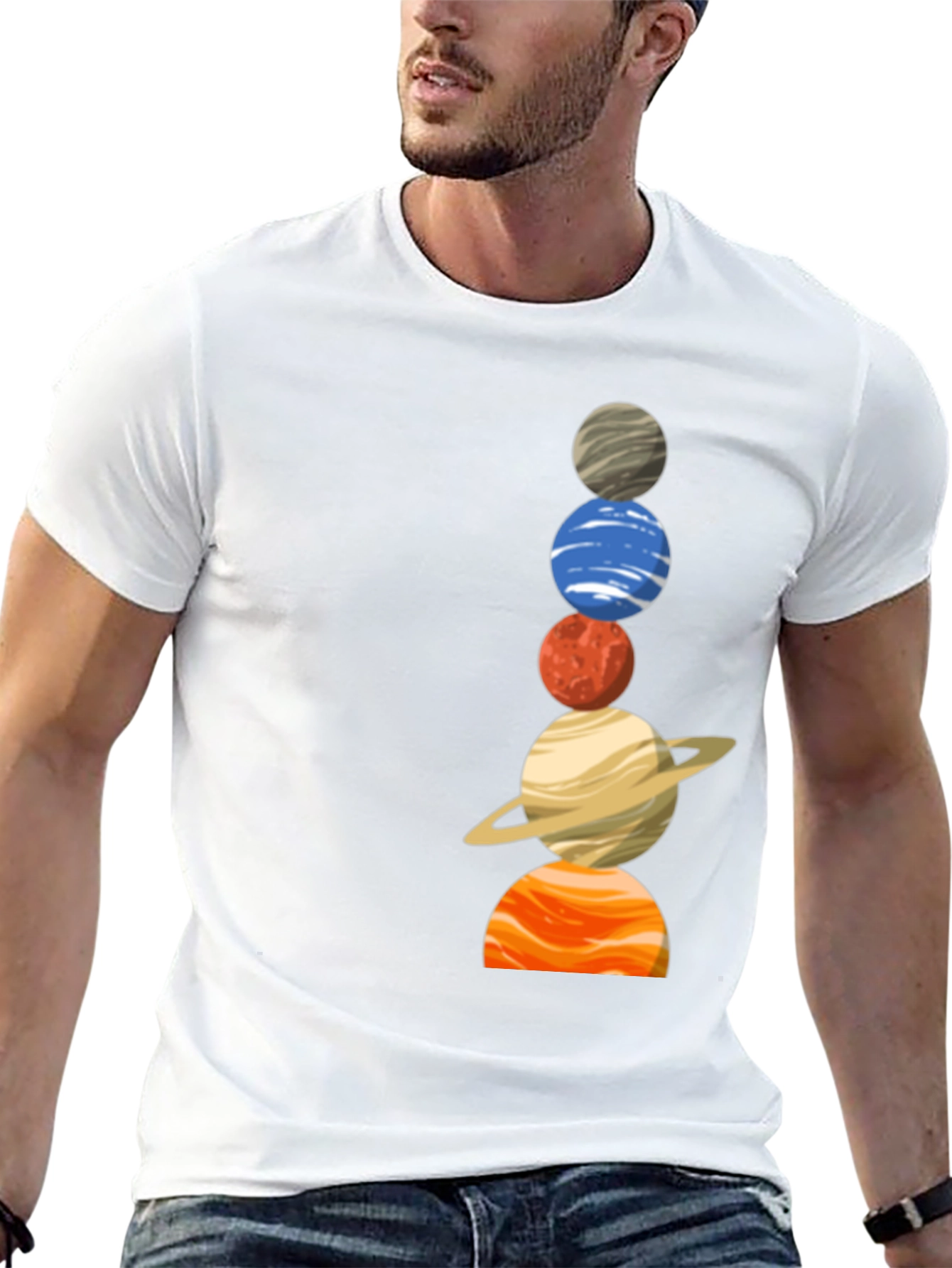 Planets Stacked T-Shirt - Cosmic Fashion
