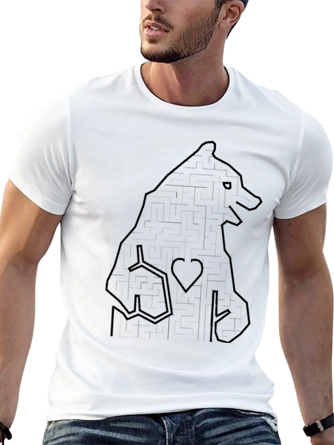 Bear Maze Graphic Black T-Shirt