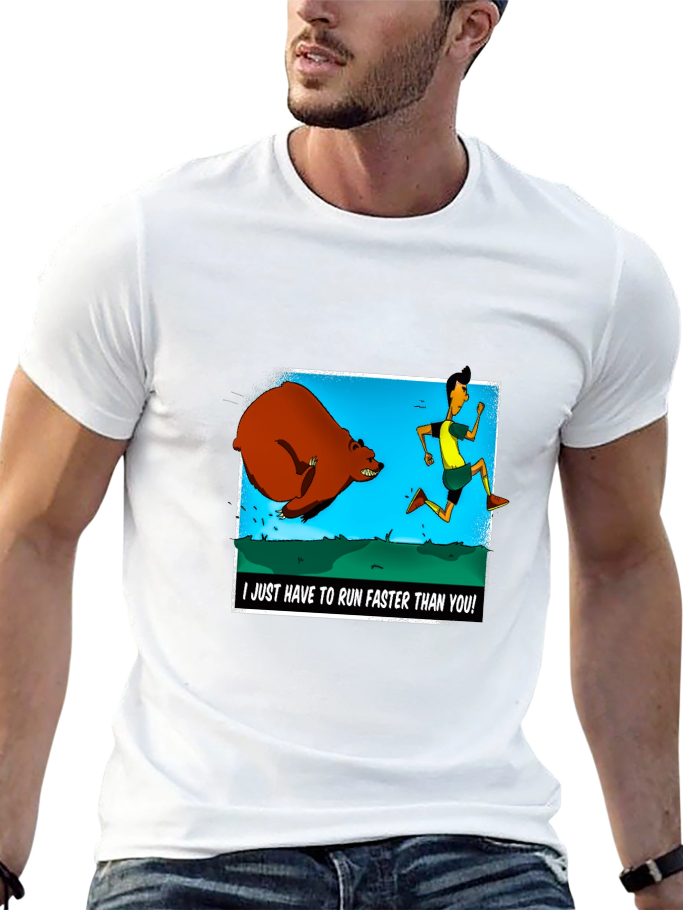Run Faster Than You T-Shirt: Bear Chase Graphic Tee