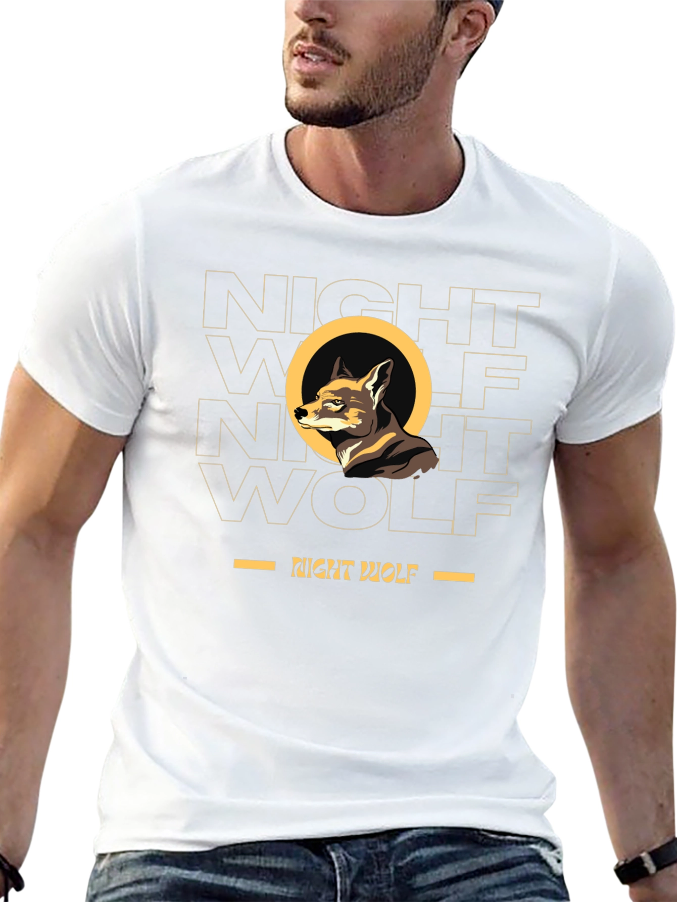 Night Wolf Graphic Tee - Stylish Black T-Shirt