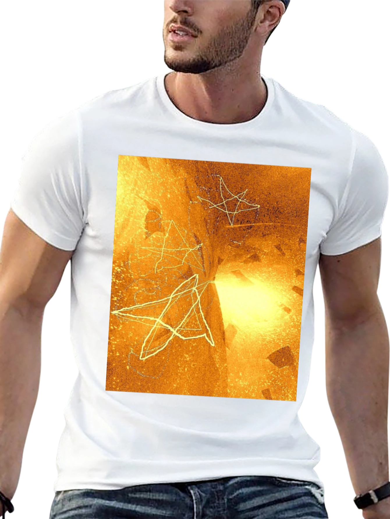 Abstract Star Graphic Black Tee