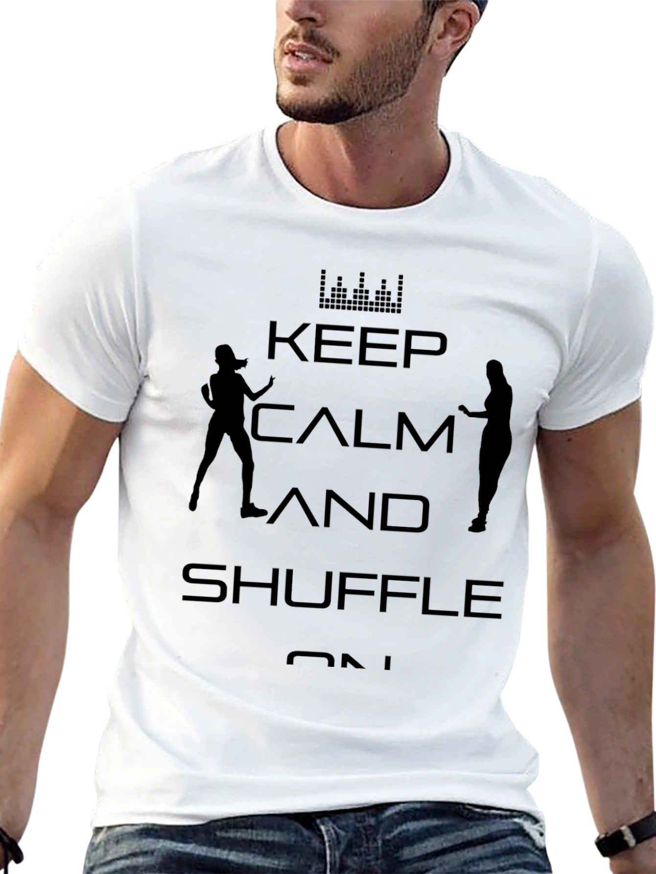 Keep Calm and Shuffle On Black Graphic Tee