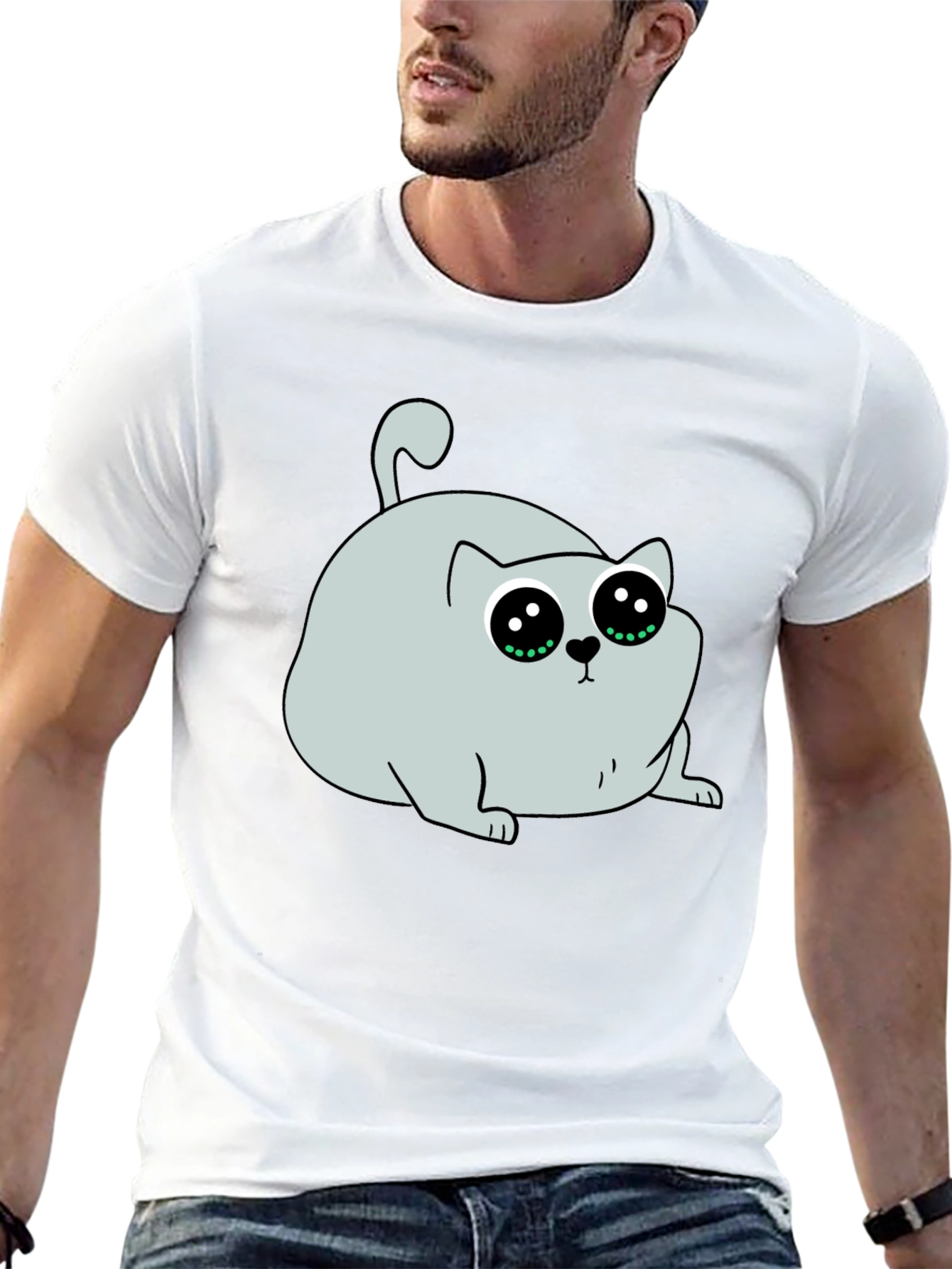 Cute Cartoon Cat Graphic T-Shirt