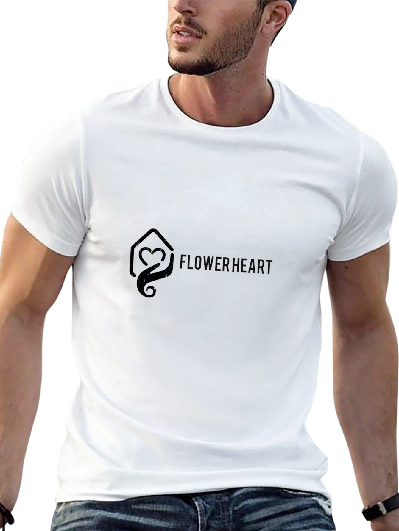 Black Flower Heart Graphic Tee - Stylish Comfort