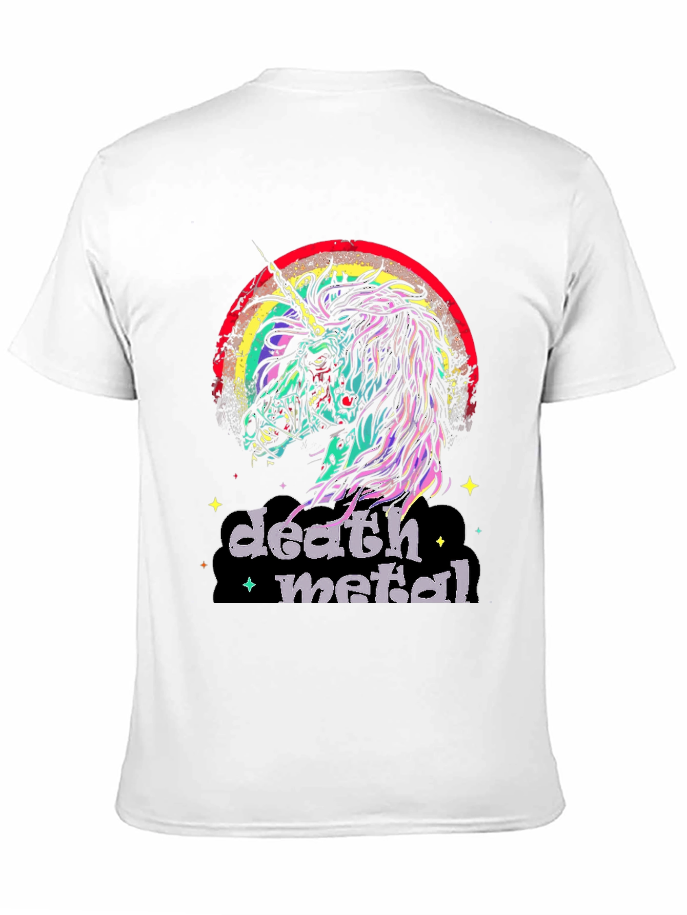 Death Metal Unicorn Rainbow Graphic T-Shirt
