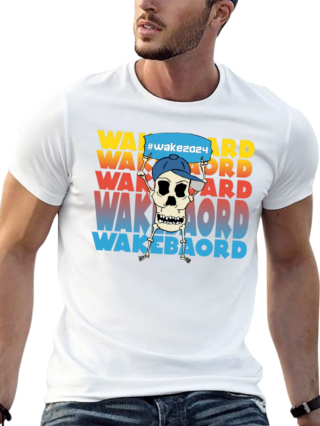 Wakeboard Skeleton Graphic T-Shirt - Unisex Tee