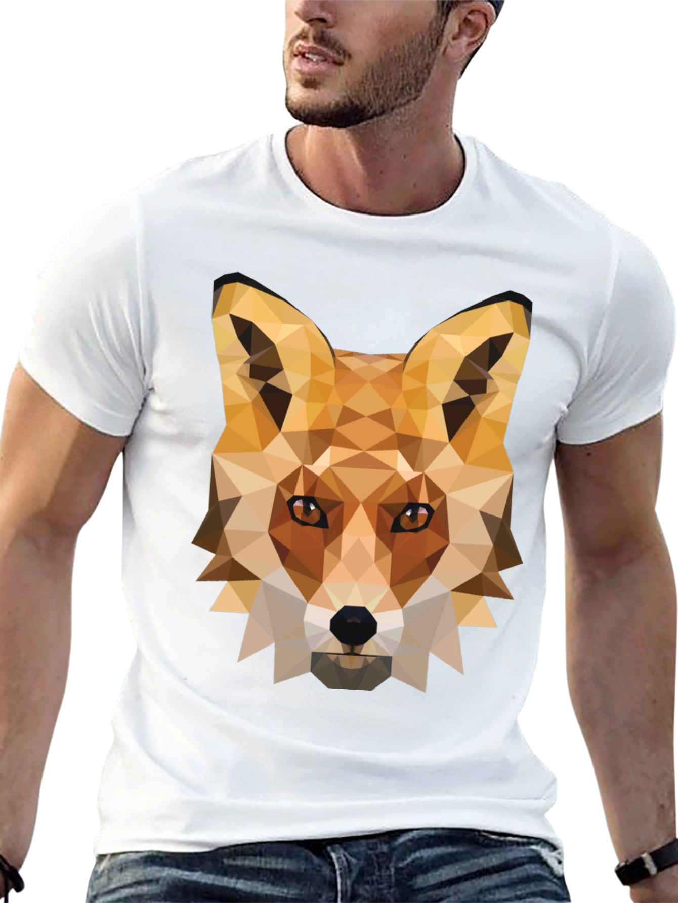 Geometric Fox Graphic Tee - Modern Animal Print Shirt