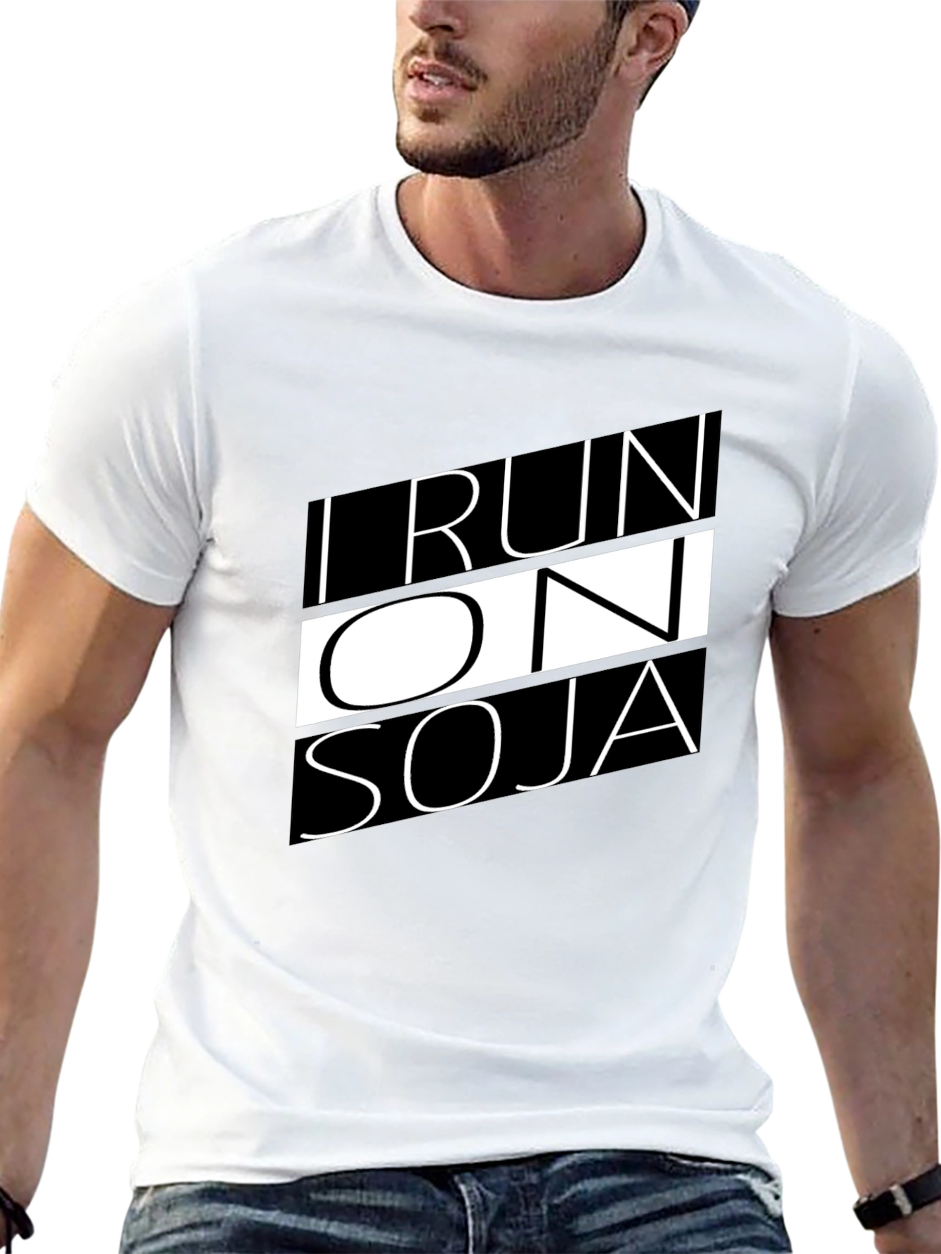 I Run on Soja T-Shirt - Black Graphic Tee