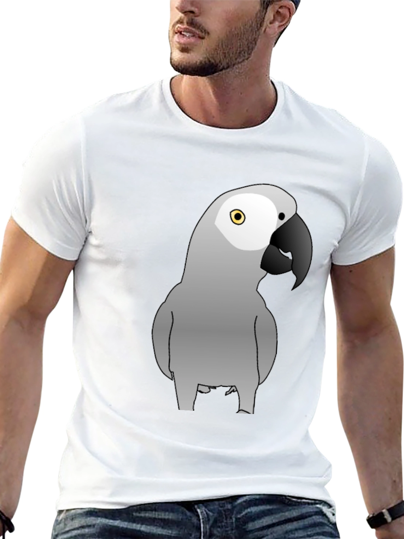 Grey Parrot Graphic Tee - Mens Black T-Shirt