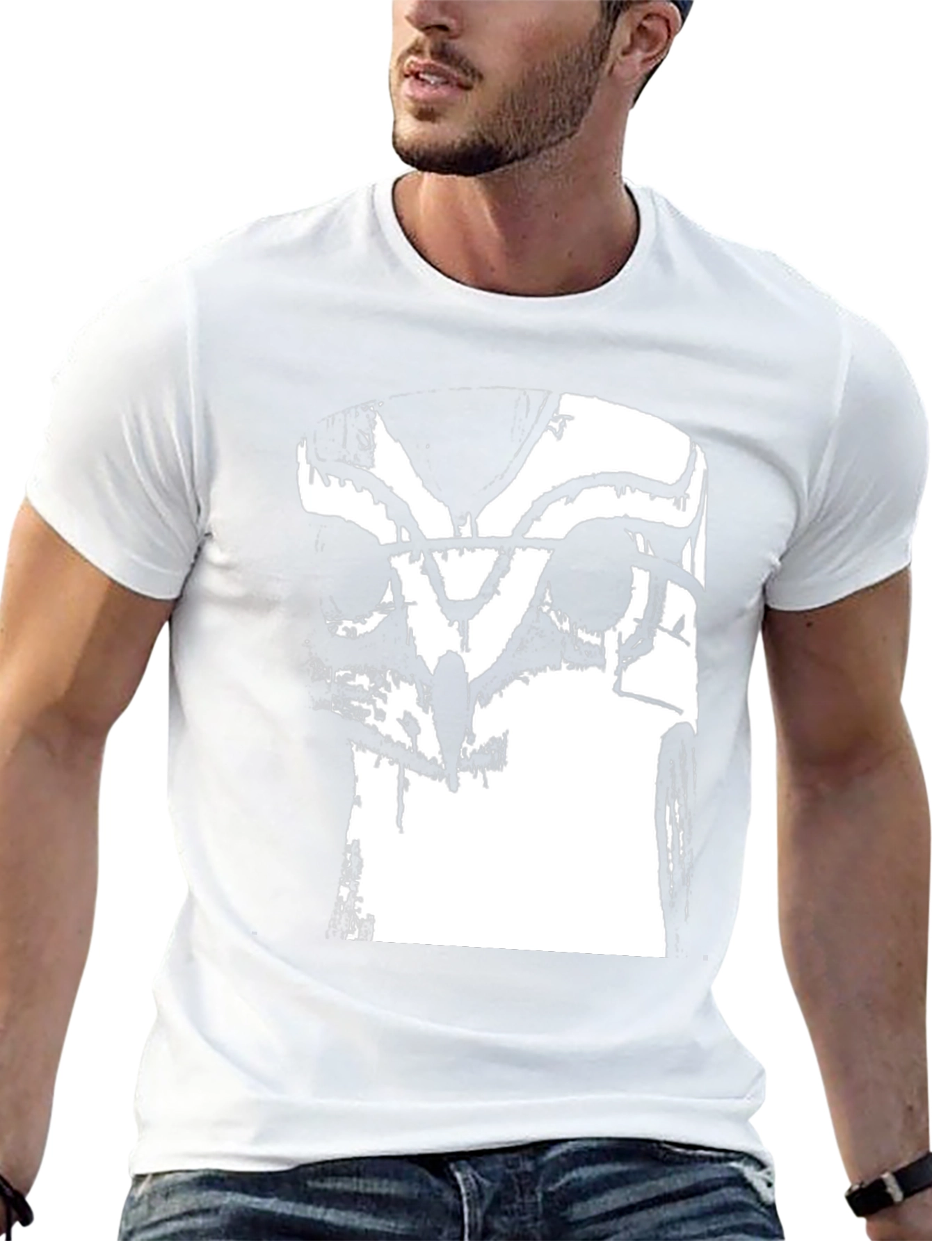 Abstract Owl Graphic Tee - Black Cotton Blend