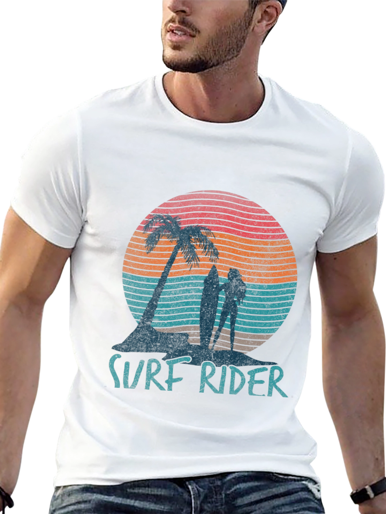 Surf Rider Graphic T-Shirt - Retro Beach Design