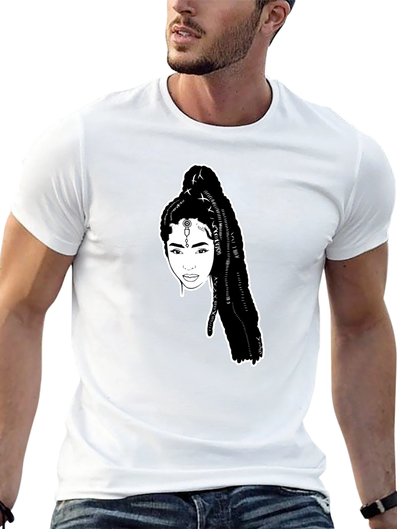 Black T-Shirt with Woman Portrait