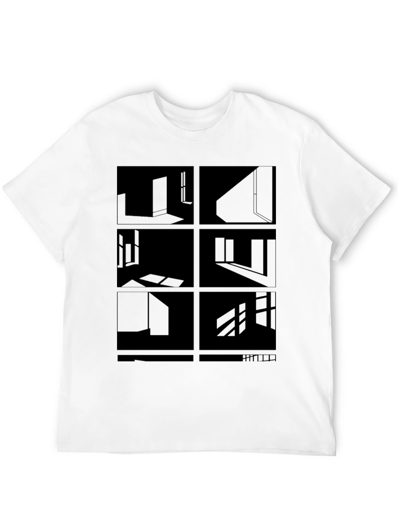 Abstract Black T-Shirt - Geometric Room Design