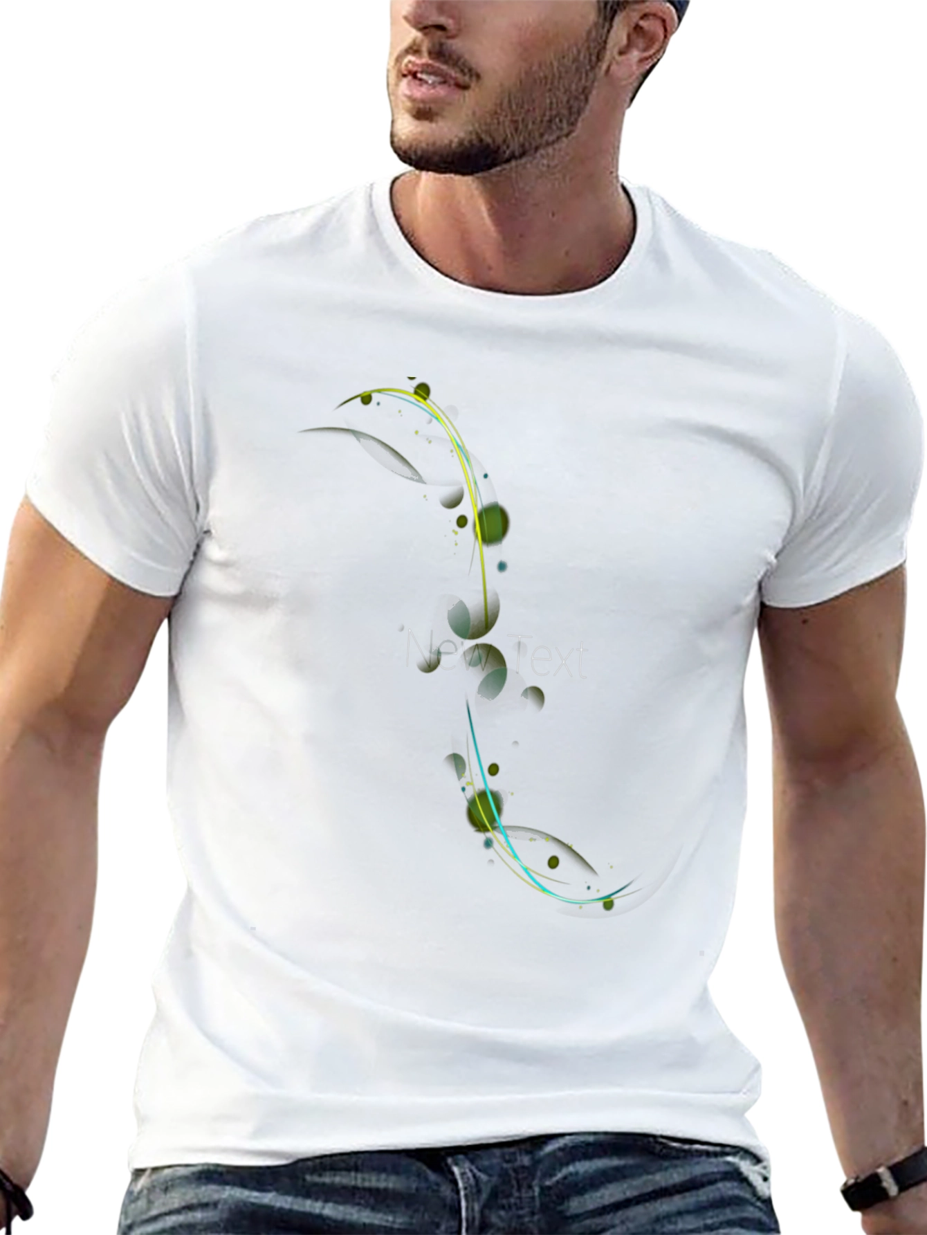 Stylish Black Tee with Abstract Floral Design