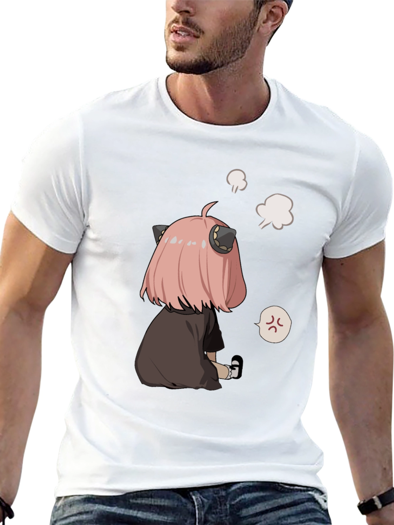 Anime Character Graphic Print Black T-Shirt