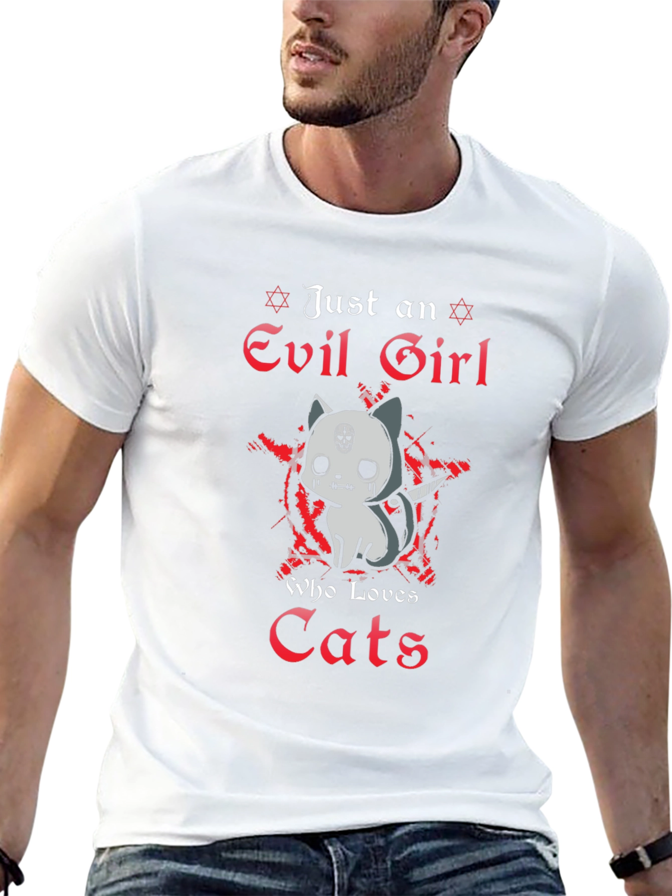 Evil Girl Cat Lover Graphic T-Shirt