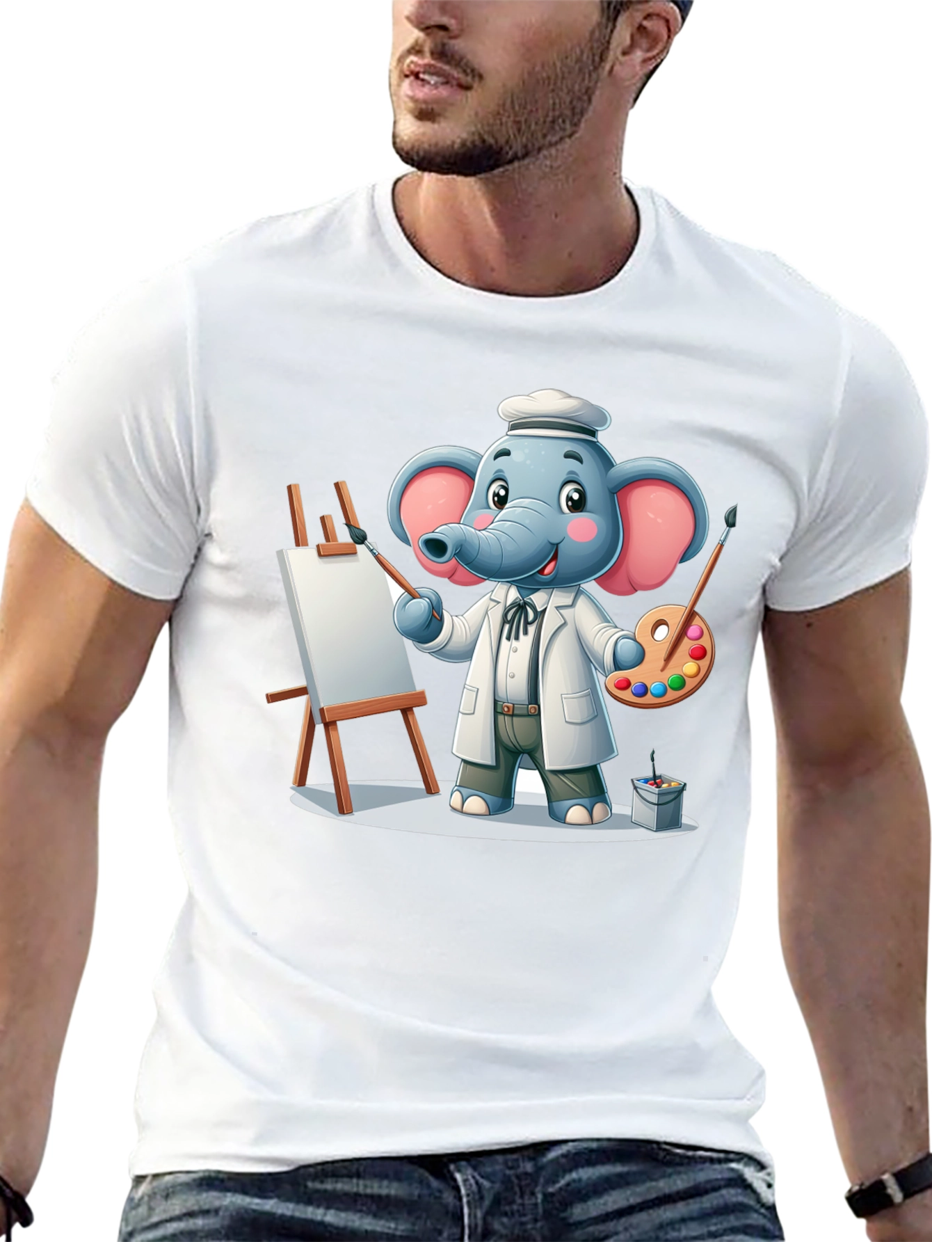 Elephant Artist T-Shirt - Whimsical Graphic Tee