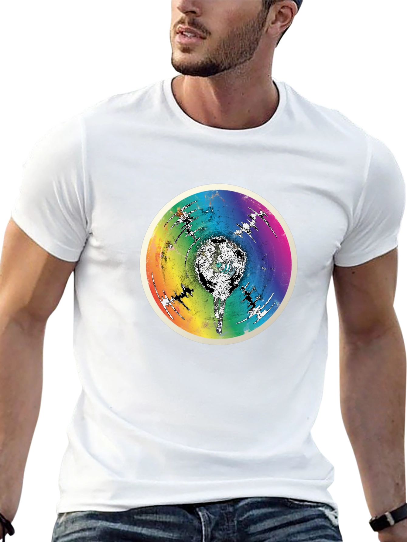 Rainbow Disc Graphic Black T-Shirt