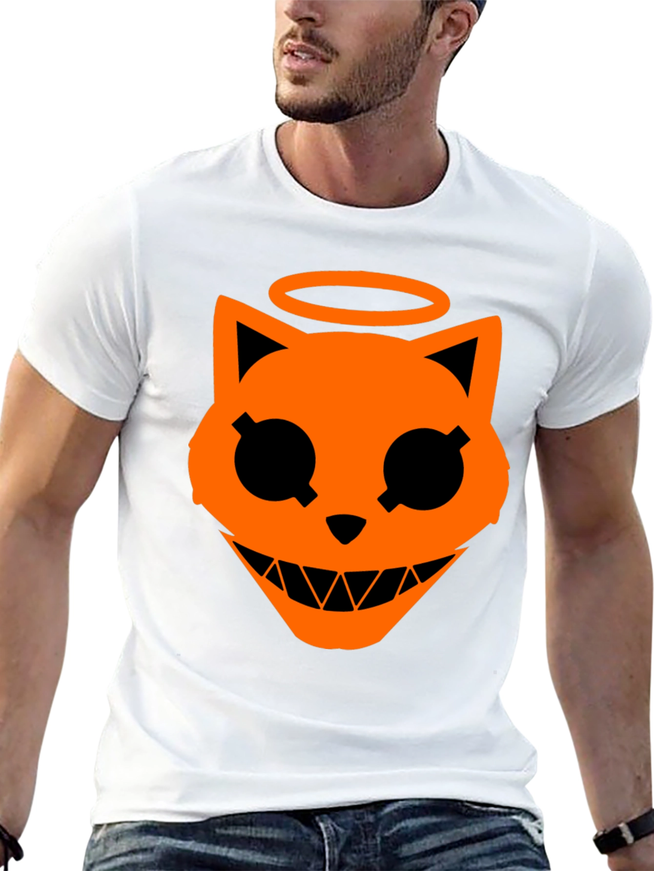 Angel Cat Graphic T-Shirt - Halloween Style